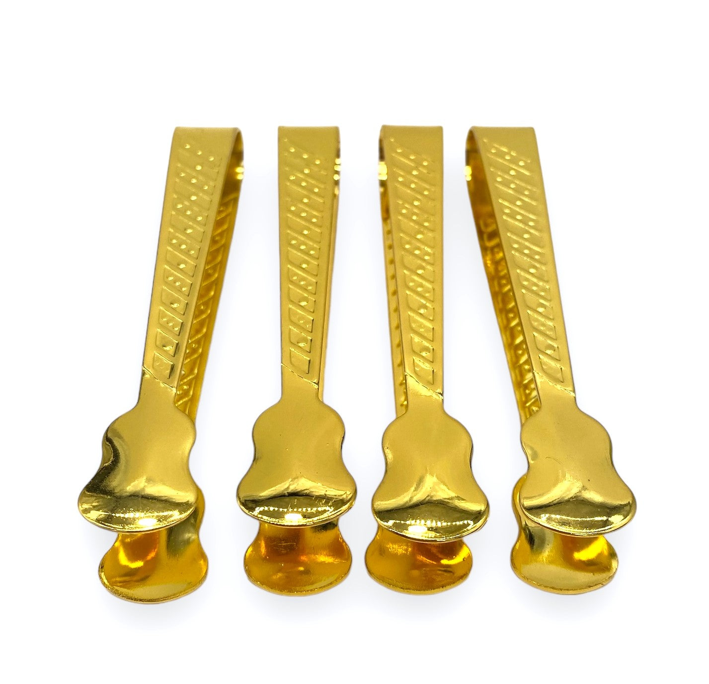 3.75 Inch Gold Food Tongs with 4 Count - Perfect for Serving Salads, BBQ, and Buffet Dishes