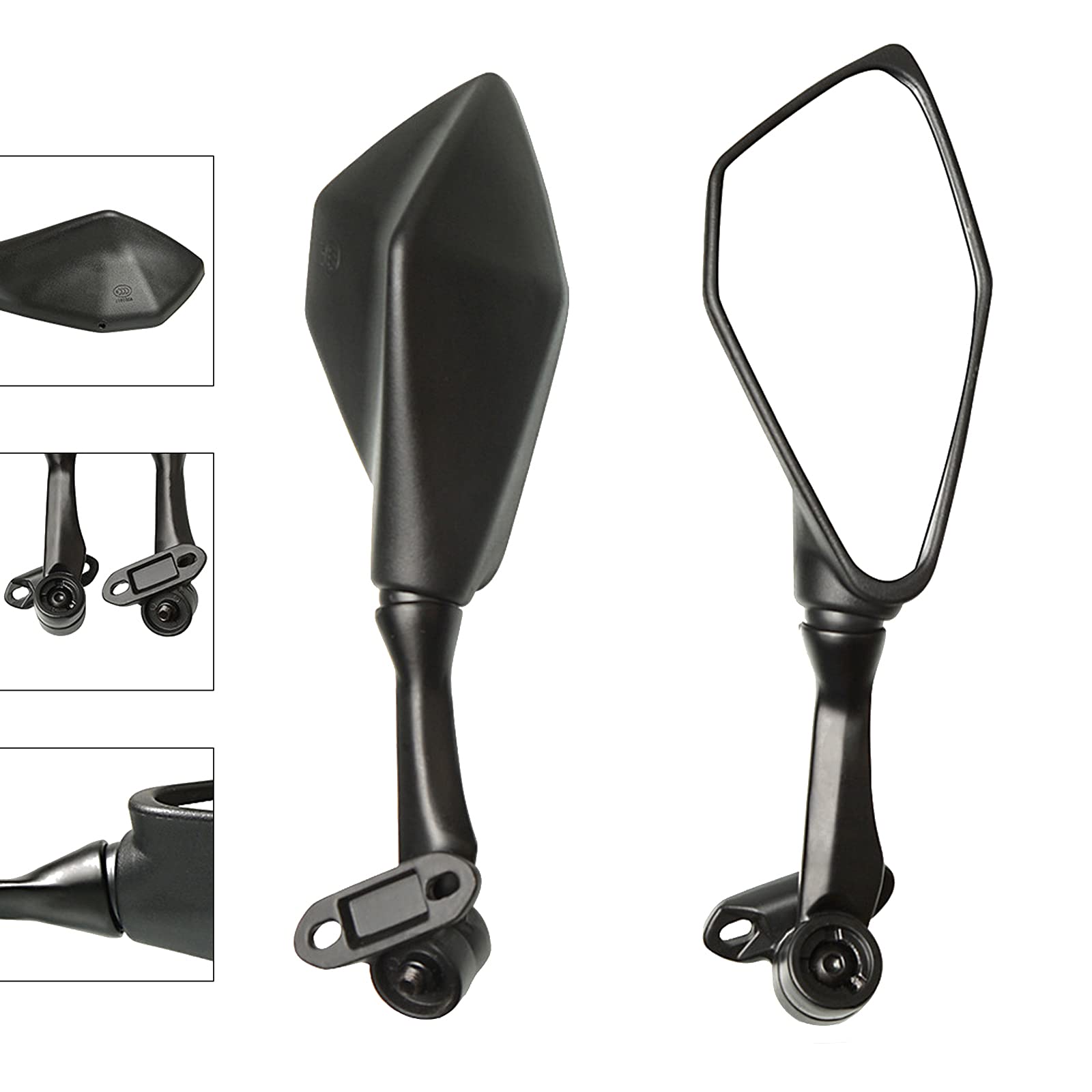 Mamiko Universal Motorcycle Rear View Mirrors - Compatible with Kawasaki Ninja 400 (2018-2021), Ninja 250 (2011-2018), ZX6R, ZX636, 650, 300R & EX300 ABS - Durable Replacement Side Mirrors for Enhanced Safety & Visibility on Road Trips