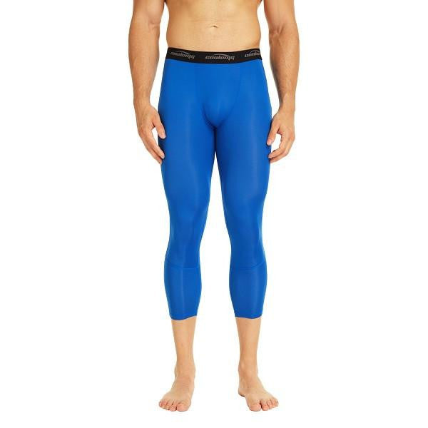 Blue 3/4 Tights Pants for Women - High Waist Yoga Leggings for Running, Workout & Gym - Comfortable Stretchy Athletic Pants
