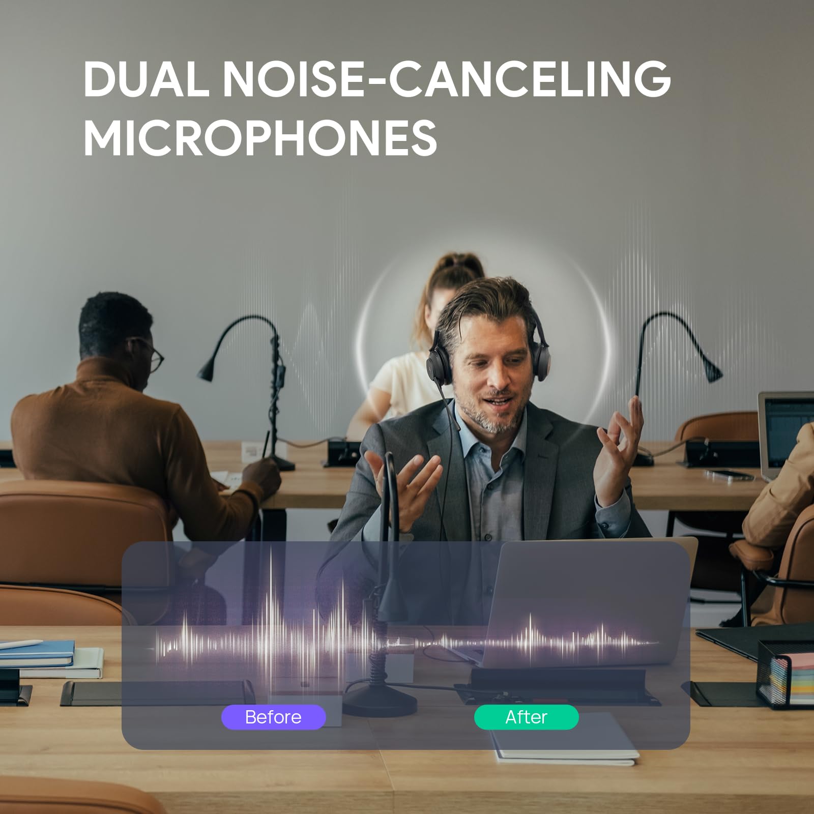 Yealink UH37 USB Headset with Noise Cancelling Microphone - Wired Computer Headset for PC/Laptop/Softphone - Compatible with Zoom/Teams/Skype (Includes USB-A & USB-C Cables) - Perfect for Home Office, Call Centers & Remote Work