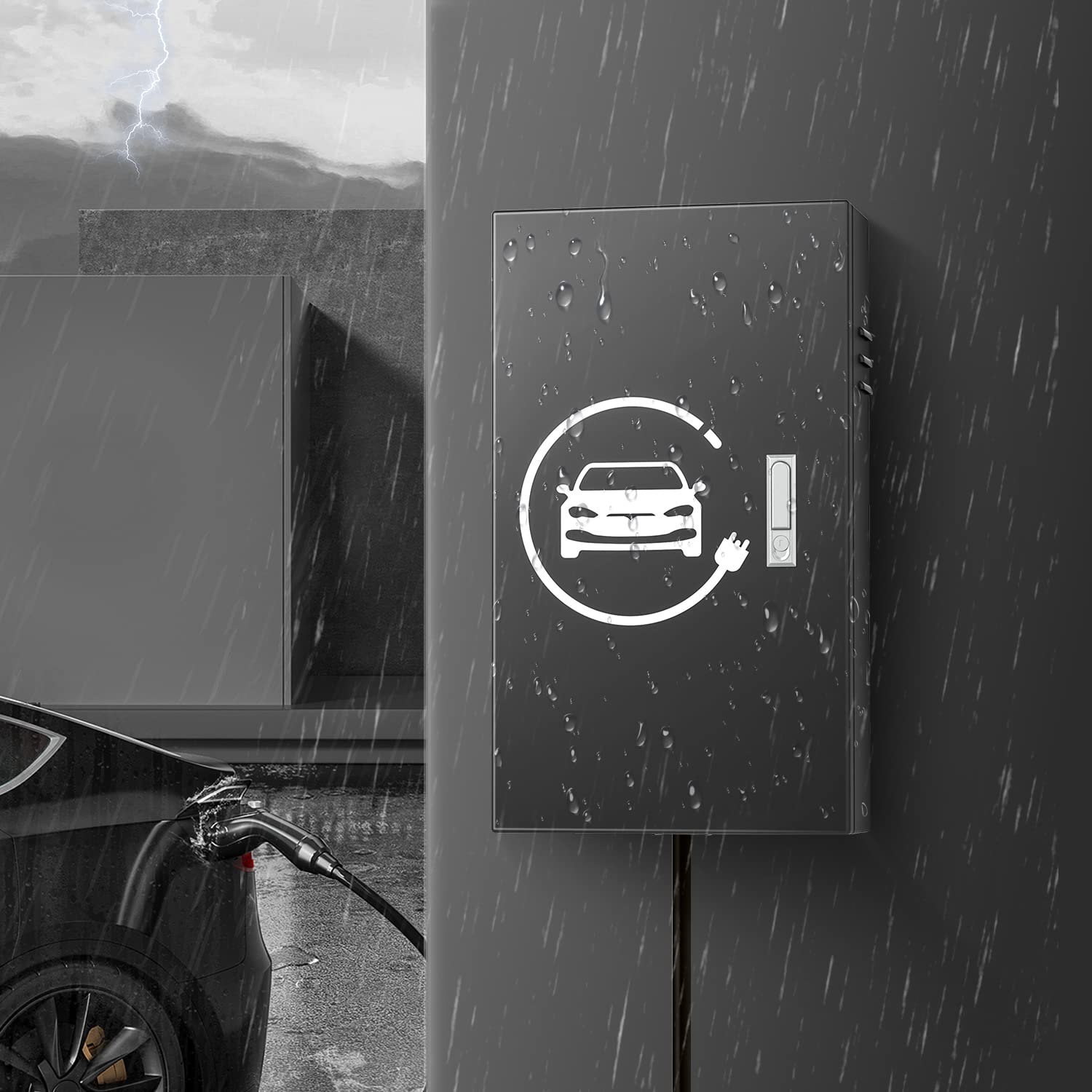 BMZX Tesla Charger Station Box - IP66 Waterproof & Dustproof Metal Enclosure for Tesla Gen 3 Wall Connector - Cable Organizer for Indoor & Outdoor Use - Perfect for Garage, Driveway and EV Charging Station Protection