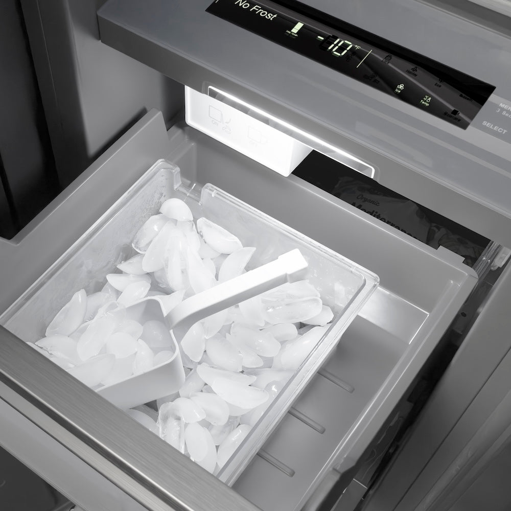 ZLINE Autograph Edition 18 Inch 8.6 cu ft Right Hinge Column Freezer - White Matte Finish with Graphite Gray Interior & Matte Black Accents (RCFVRZ WM 18 MB) | Perfect for Home Kitchens, Basements, Garages & Commercial Use