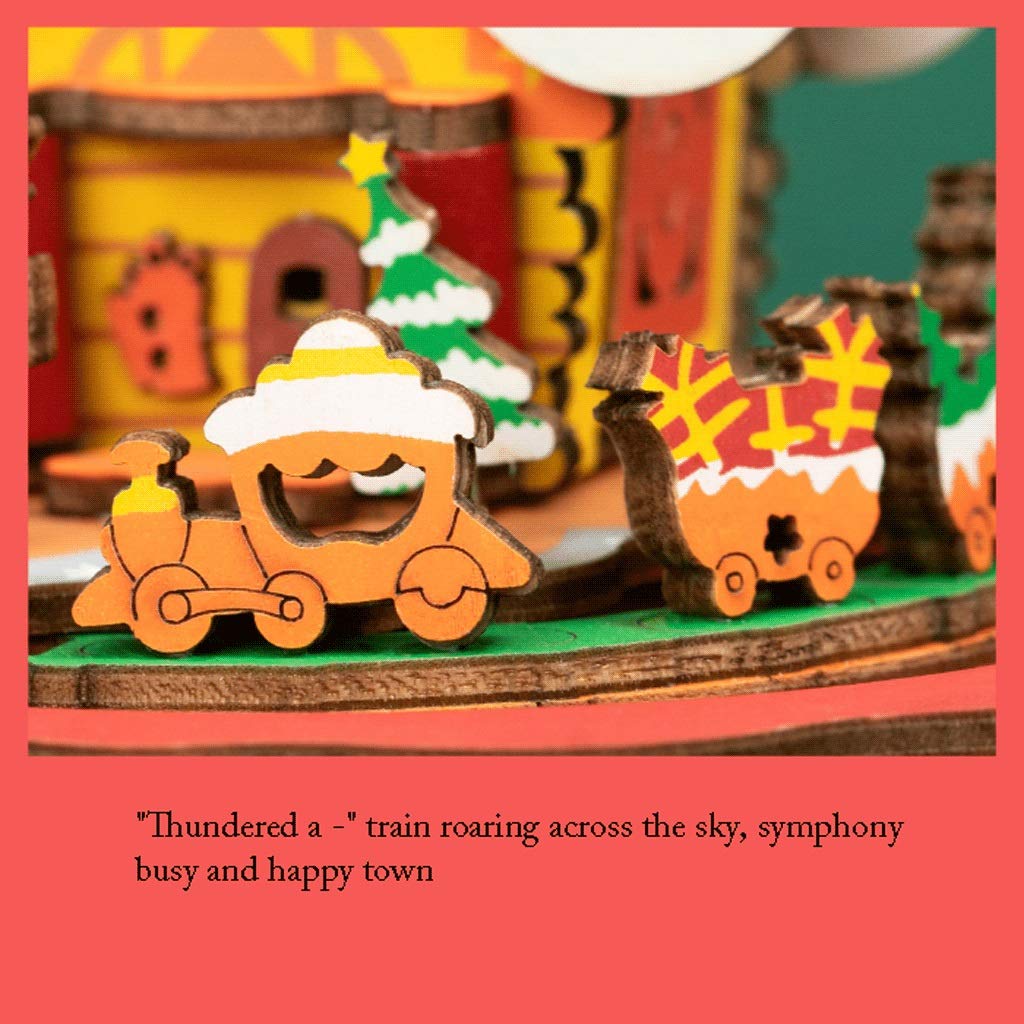 DIY Wooden Christmas Music Box with Steel Movement - Romantic Fairy Tale Musical Keepsake for Girls, Free Combination Gift (Christmas Town AM46) | Perfect for Holiday Decor, Birthday Presents & Home Collectibles