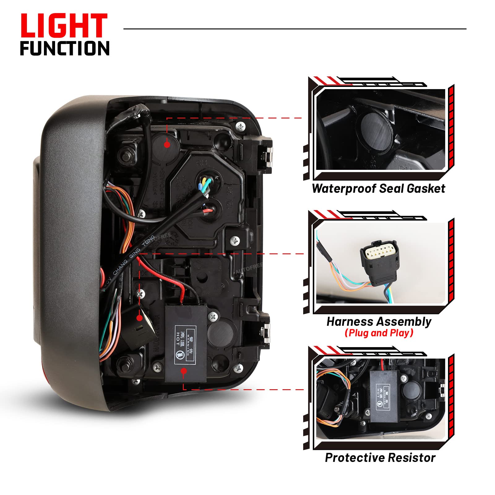 LED Tail Lights for 2019-2023 Jeep Gladiator JT - Sequential Turn Signal Tail Lamp Assembly Replacement with Clear Lens | Upgrade for Gladiator Pickup Truck, Off-Road & Night Driving Safety