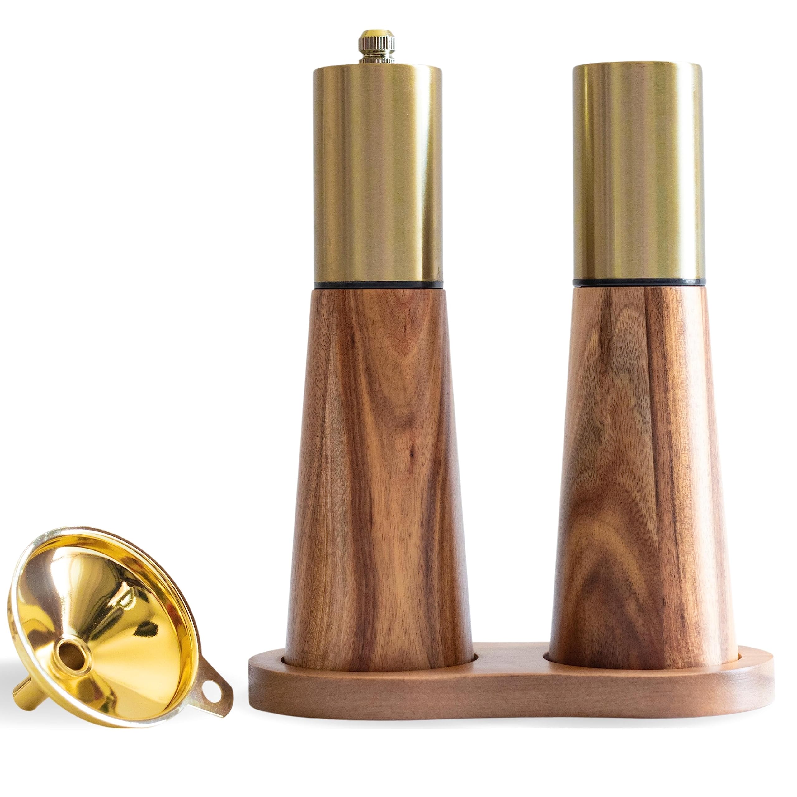 Premium Gold Salt and Pepper Grinder Set - 2 Pack Stainless Steel Manual Adjustable Mill Shakers for Kitchen, BBQ, Picnic - Perfect for Home Cooking, Outdoor Dining & Gift Giving