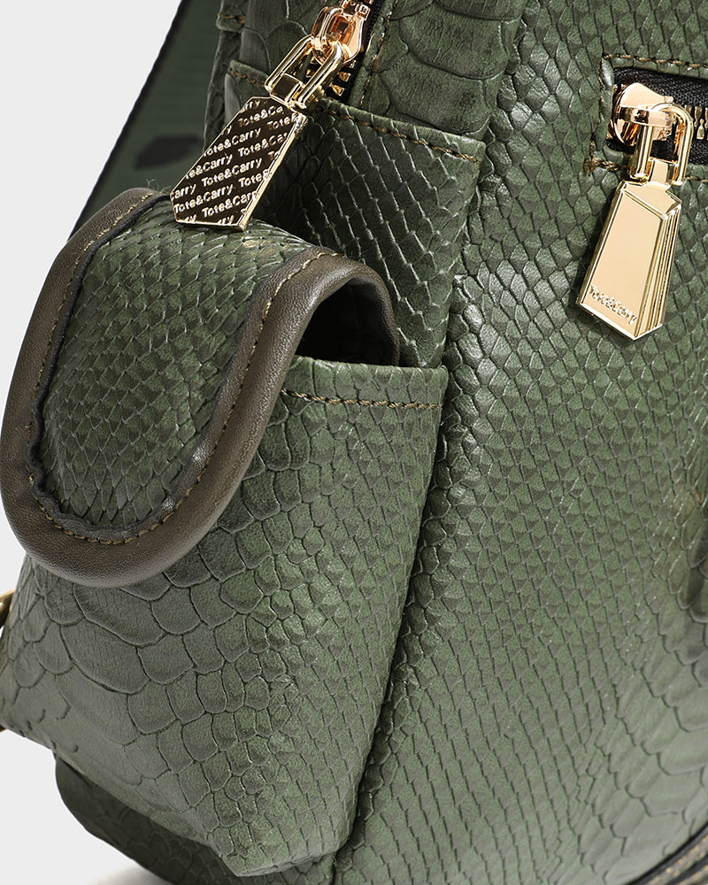 Apollo 1 Tear Drop Crossbody Bag for Women - Olive Green Leather Shoulder Purse - Perfect for Travel, Shopping & Everyday Use