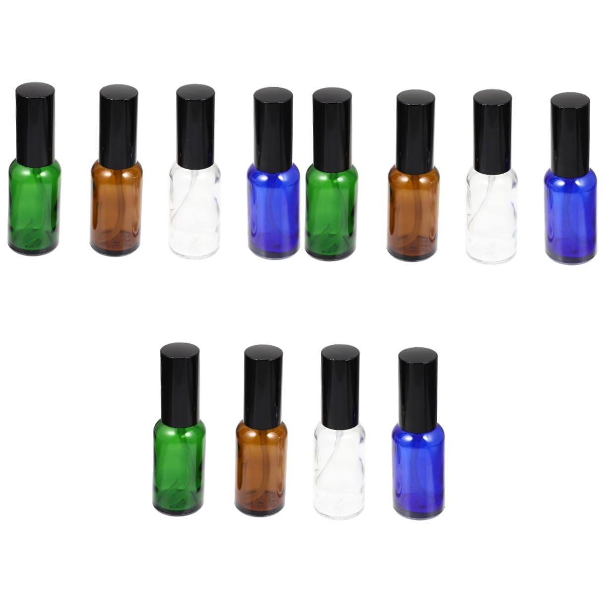 12 Pack Essential Oil Spray Bottles - Glass Travel Perfume Atomizer with Fine Mist for Aromatherapy, DIY Terrarium, Home & Beauty Use - Portable Refillable Sprayer for On-the-Go
