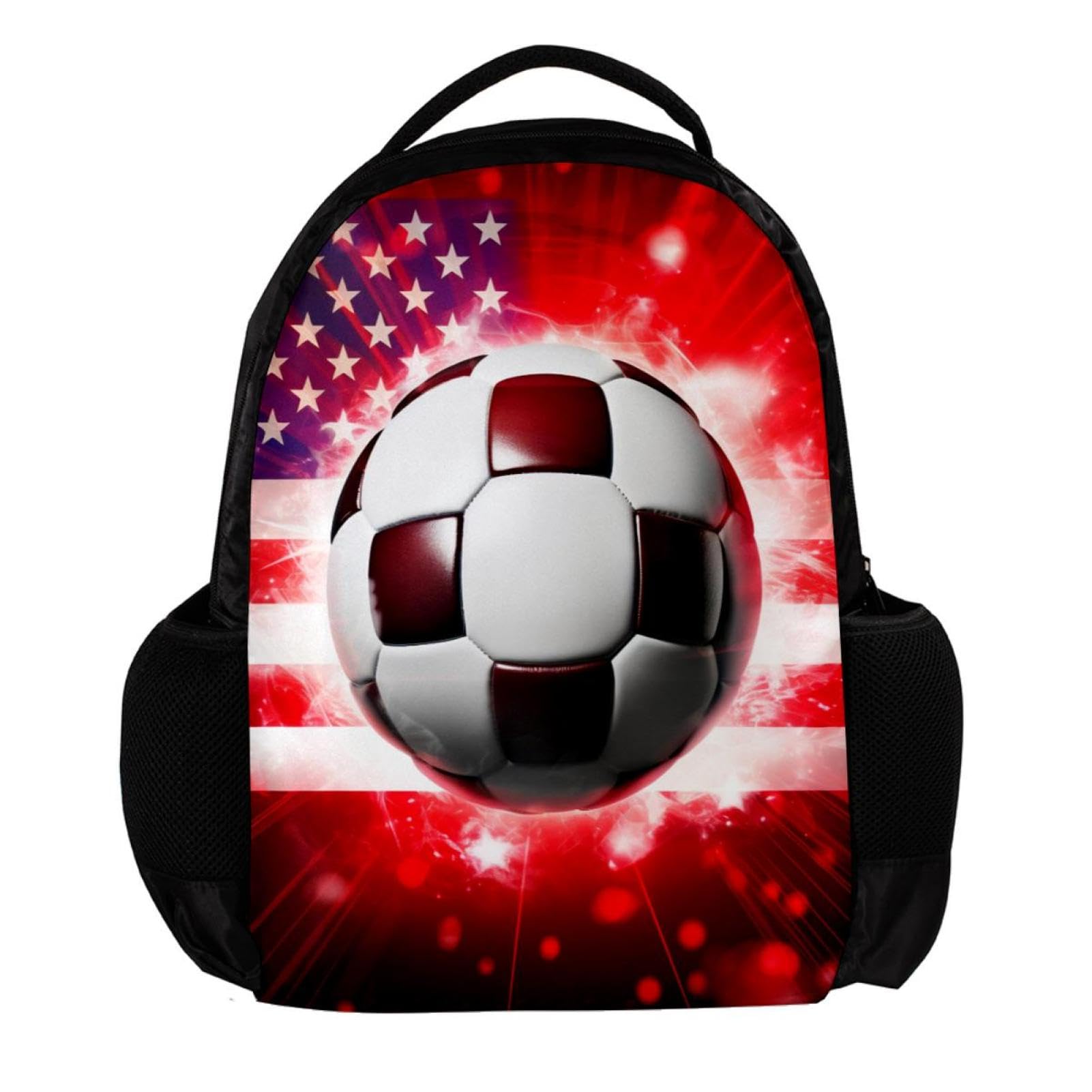 Men's & Women's Travel Backpack with American Flag & Football Design - Durable Carry-On Backpack for Hiking, Gym, School & Outdoor Adventures
