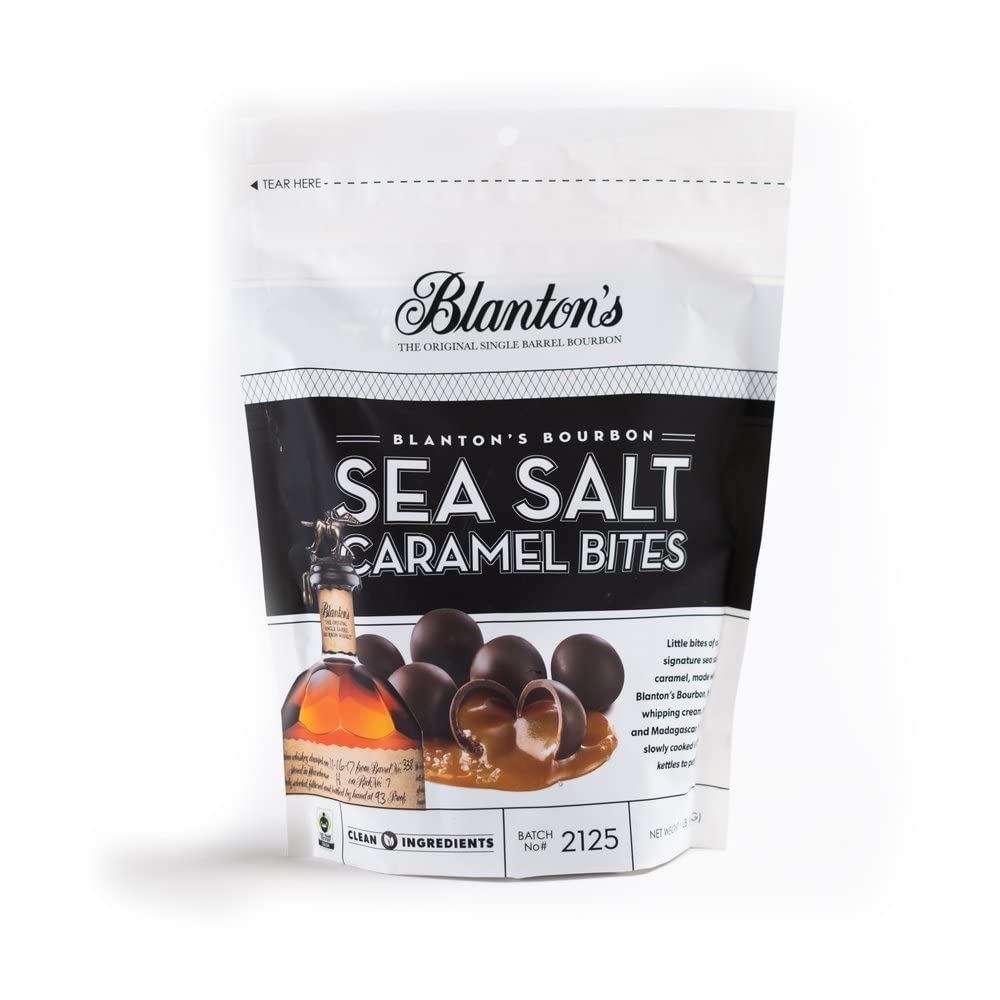 Blanton's Bourbon Dark Chocolate Sea Salt Caramel - Premium Whiskey Infused Gourmet Chocolate for Gifts, Parties & Dessert Pairing