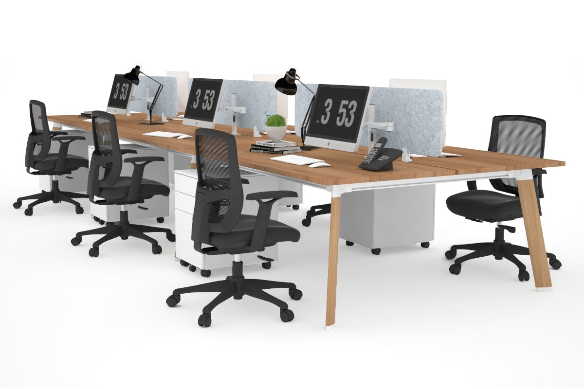 6-Person Wooden Workstation with Switch - 1400L x 700W Office Desk for Team Collaboration & Conference Meetings