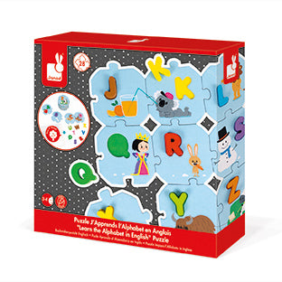 JANOD Learn the Alphabet Puzzle - Wooden ABC Learning Toy for Toddlers & Preschoolers - Educational Puzzle for Early Childhood Development - Perfect for Homeschooling & Classroom Activities