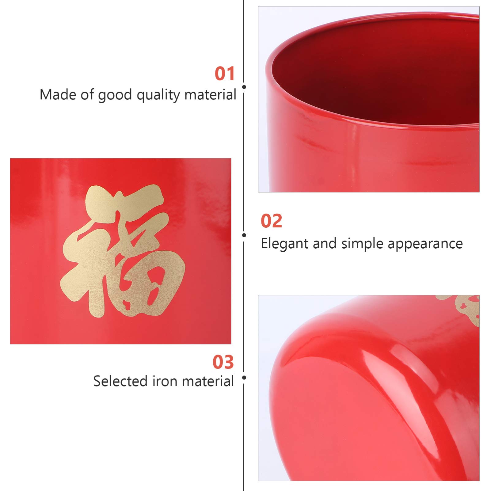 1pc Chinese New Year 'Fu' Word Hug Bucket - Iron Flower Holder Container for Home Decor, Wedding, Festival & Holiday Decoration | Unique Floral Arrangement Vase for Wall Hanging & Table Centerpiece