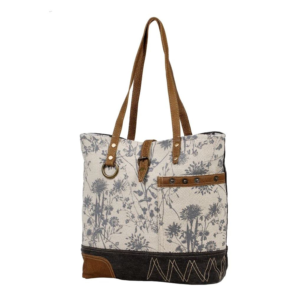 Myra Bag Dream Catcher Tote Bag - Upcycled Canvas, Rug & Leather Handbag (Style S-2539) | Boho Chic Purse for Women, Beach Bag, Festival Accessory & Everyday Carry