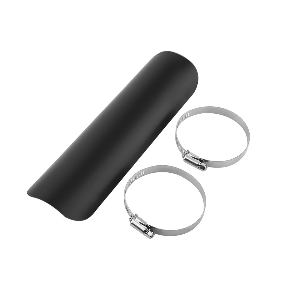 KIMISS Universal Motorcycle Exhaust Pipe Heat Shield - Black & Silver Muffler Cover for Cruiser, Sport Bike & Touring Motorcycles - High-Temperature Protection for Riding Comfort