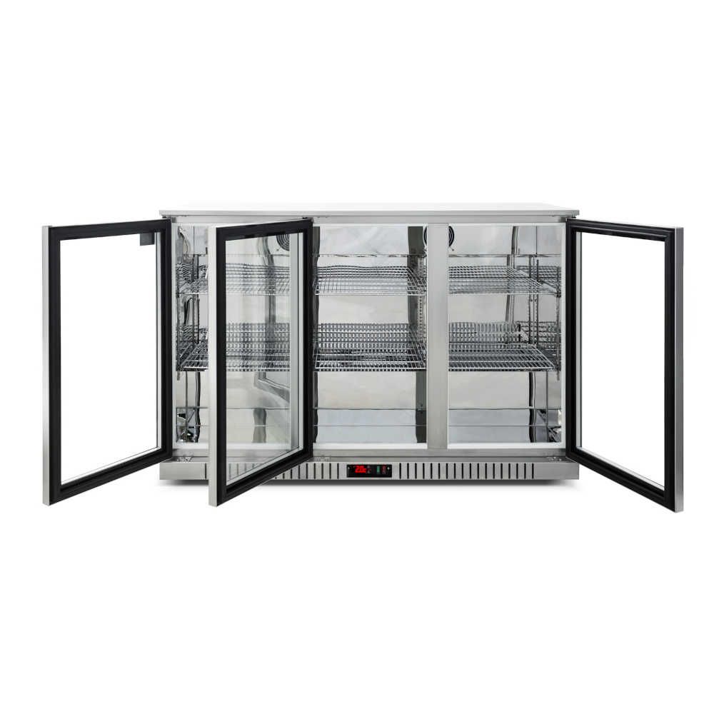AG 3-Door Commercial Bar Refrigerator - Stainless Steel Body & Doors (3SBR H) - Perfect for Restaurants, Bars, and Home Entertaining