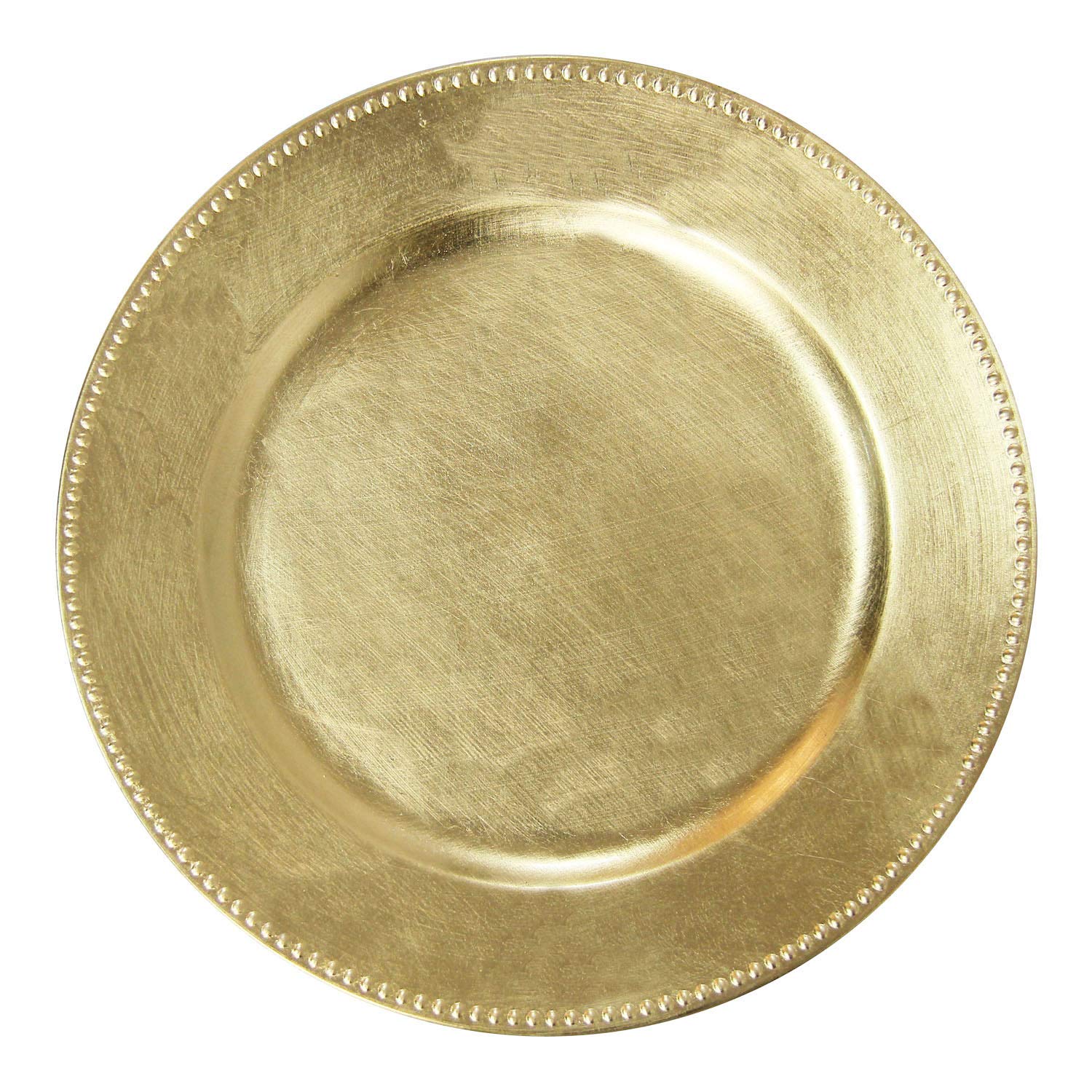 12-Pack Gold Plastic Beaded Charger Plates - 13 Inch Round Metallic Wedding & Party Dinnerware - Elegant Table Decor for Weddings, Banquets, and Special Events