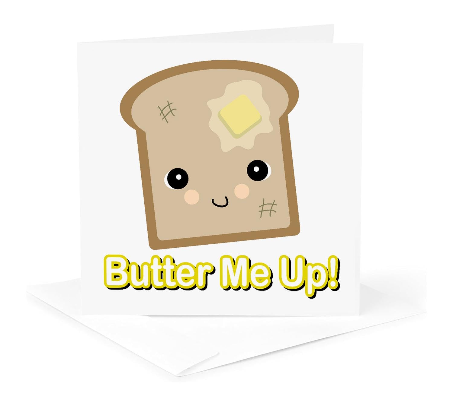 Greeting Card - Cute Kawaii Butter Me Up Toast Design - Perfect for Birthdays, Thank You Notes & Friendship Cards | Unique Kawaii Stationery for Collectors & Gift Lovers