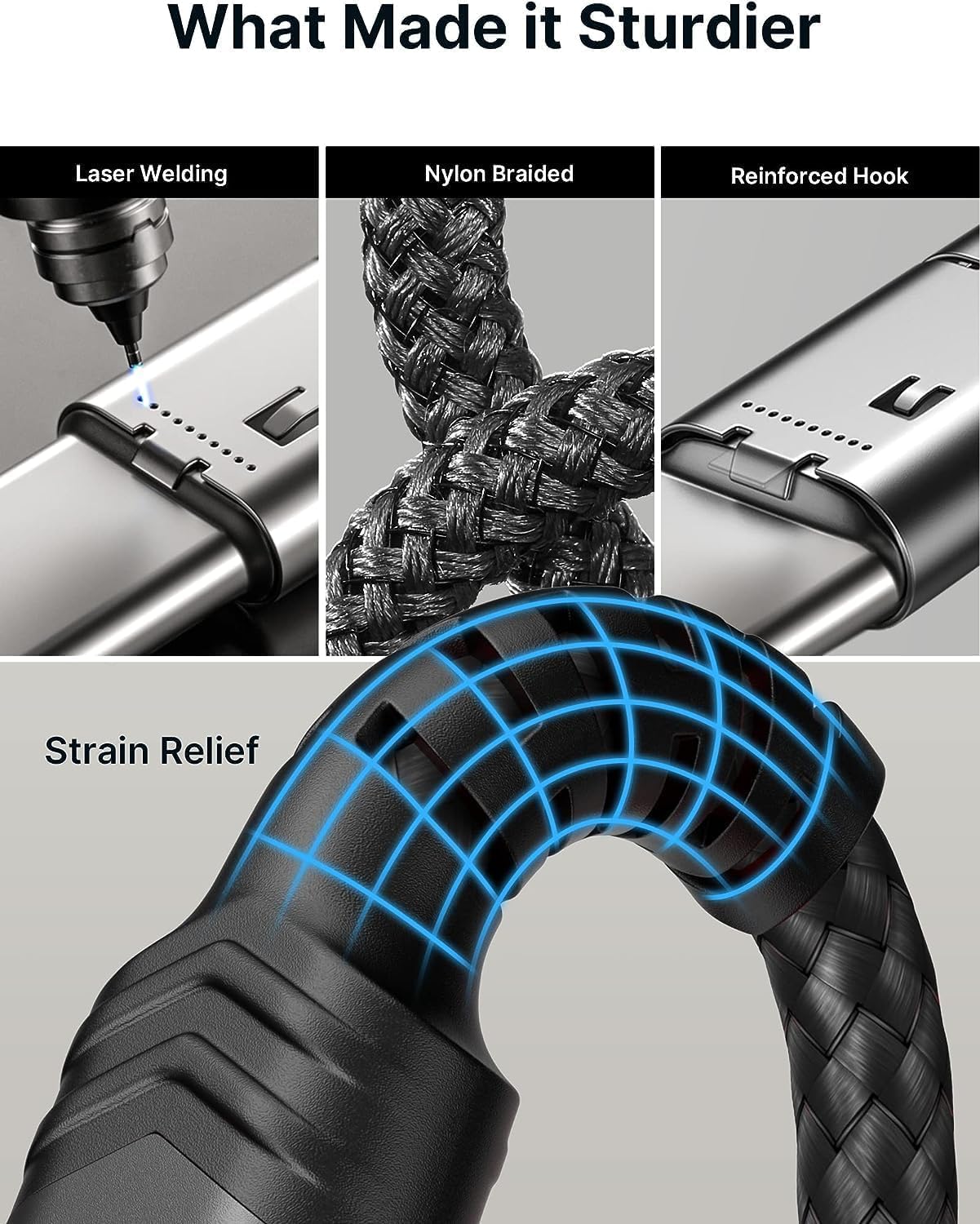 JSAUX USB C to USB C Cable 6.6FT 2 Pack - 3.1A Fast Charging Braided Type C Cable Compatible with iPhone 16/15/Pro/Max/Plus, Samsung Galaxy S24/S23/S22/Note 10, PS5 Controller, OnePlus - Black | Perfect for Home, Office & Travel Charging