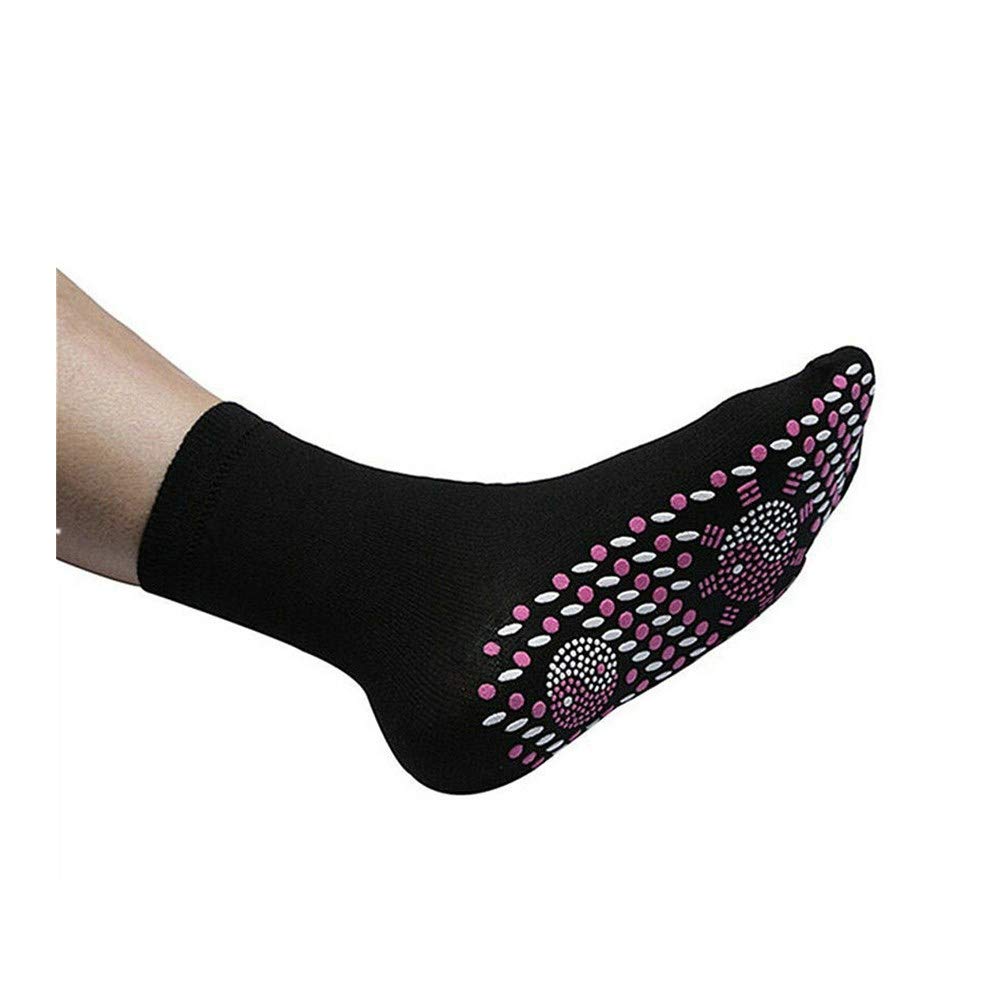 Self Heating Magnetic Therapy Socks with Tourmaline - Unisex Winter Warm Massage Socks for Skiing & Cold Weather Relief (Black) - Perfect for Outdoor Sports, Arthritis Pain Relief & Cozy Home Wear