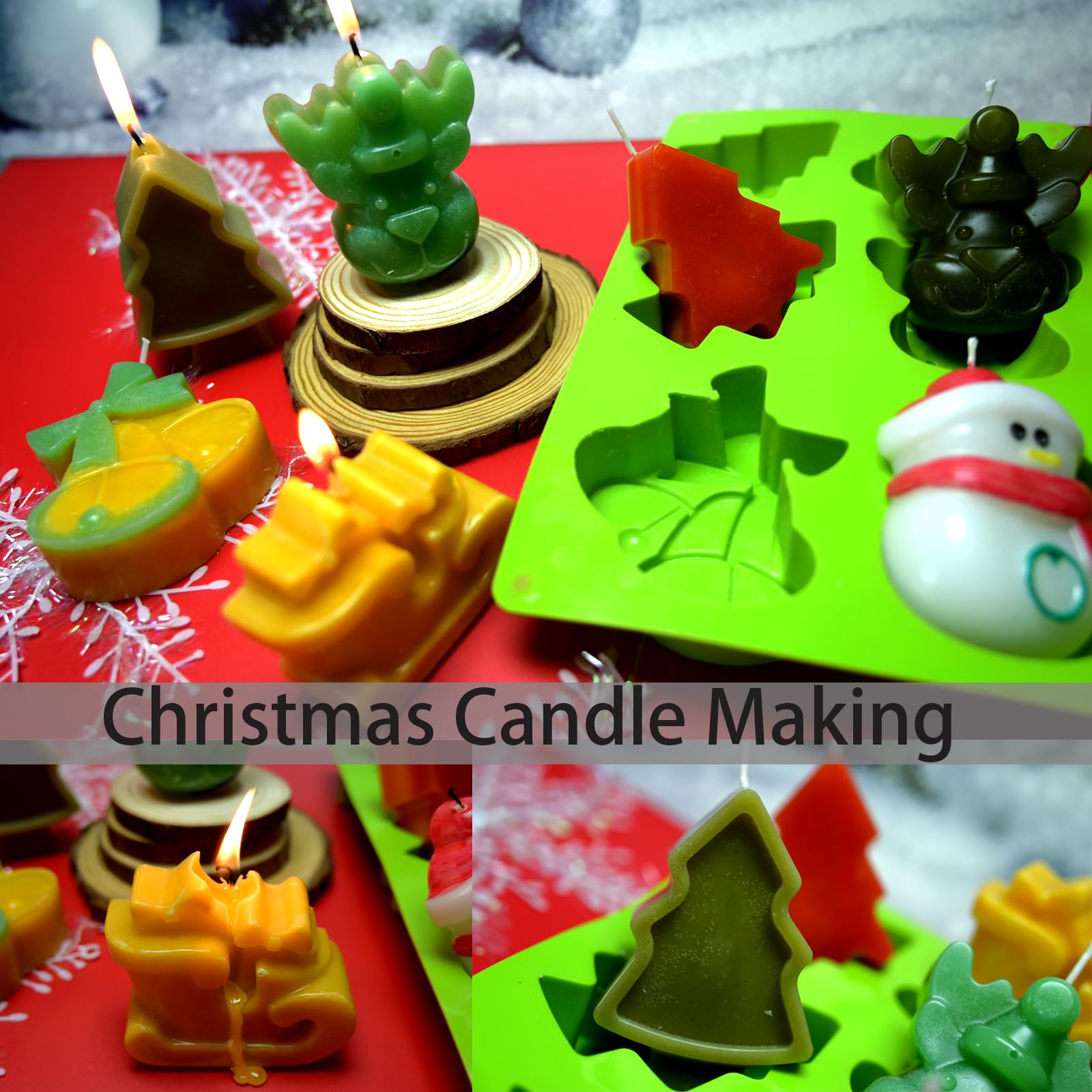 Christmas Silicone Molds Set - 2Pcs 3D Holiday Soap & Candle Molds (Tree, Reindeer, Sleigh, Snowman, Bell) for DIY Baking, Handmade Soap, Christmas Decorations - Perfect for Holiday Crafts, Gift Making & Festive Home Decor