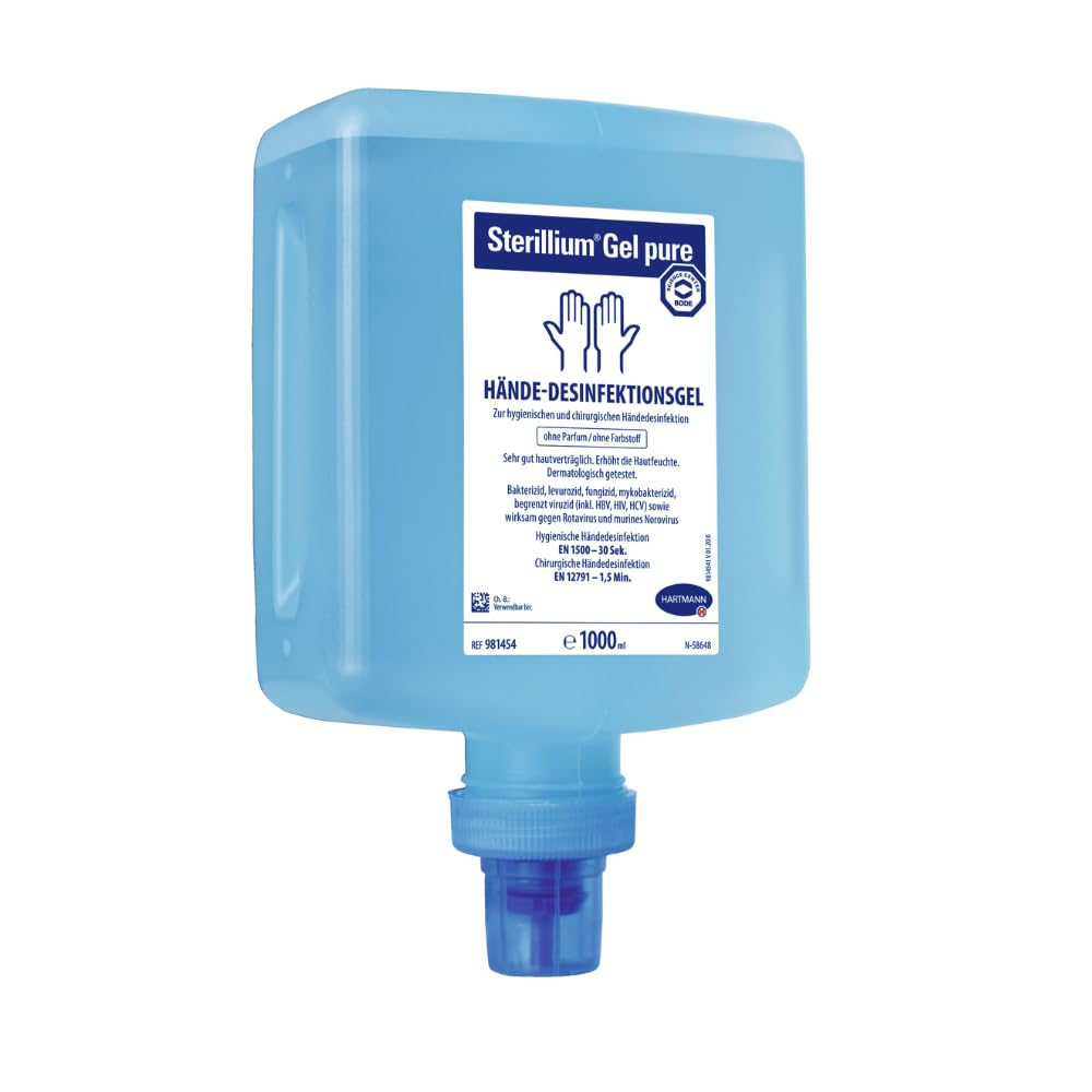 Sterillium Pure Hand Sanitizer Gel - 10 x 1000ml Bulk Pack with Dispenser Bottle | Hospital-Grade Alcohol-Based Disinfection for Healthcare, Offices & Public Spaces