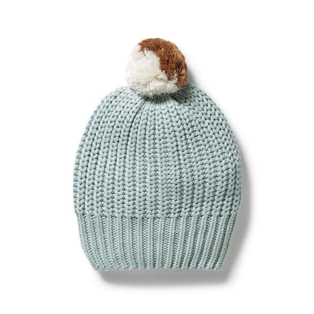 Organic Duck Egg Blue Knitted Hat for Women & Men - Soft Winter Beanie for Outdoor Activities, Hiking, and Casual Wear
