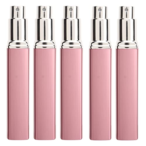 Refillable Perfume Atomizer Set - 5 Pack Travel Spray Bottles for Women & Men, Leak-Proof Portable Perfume Dispenser (Pink) - Perfect for Airplane, Gym, Office & Vacation Travel Essentials