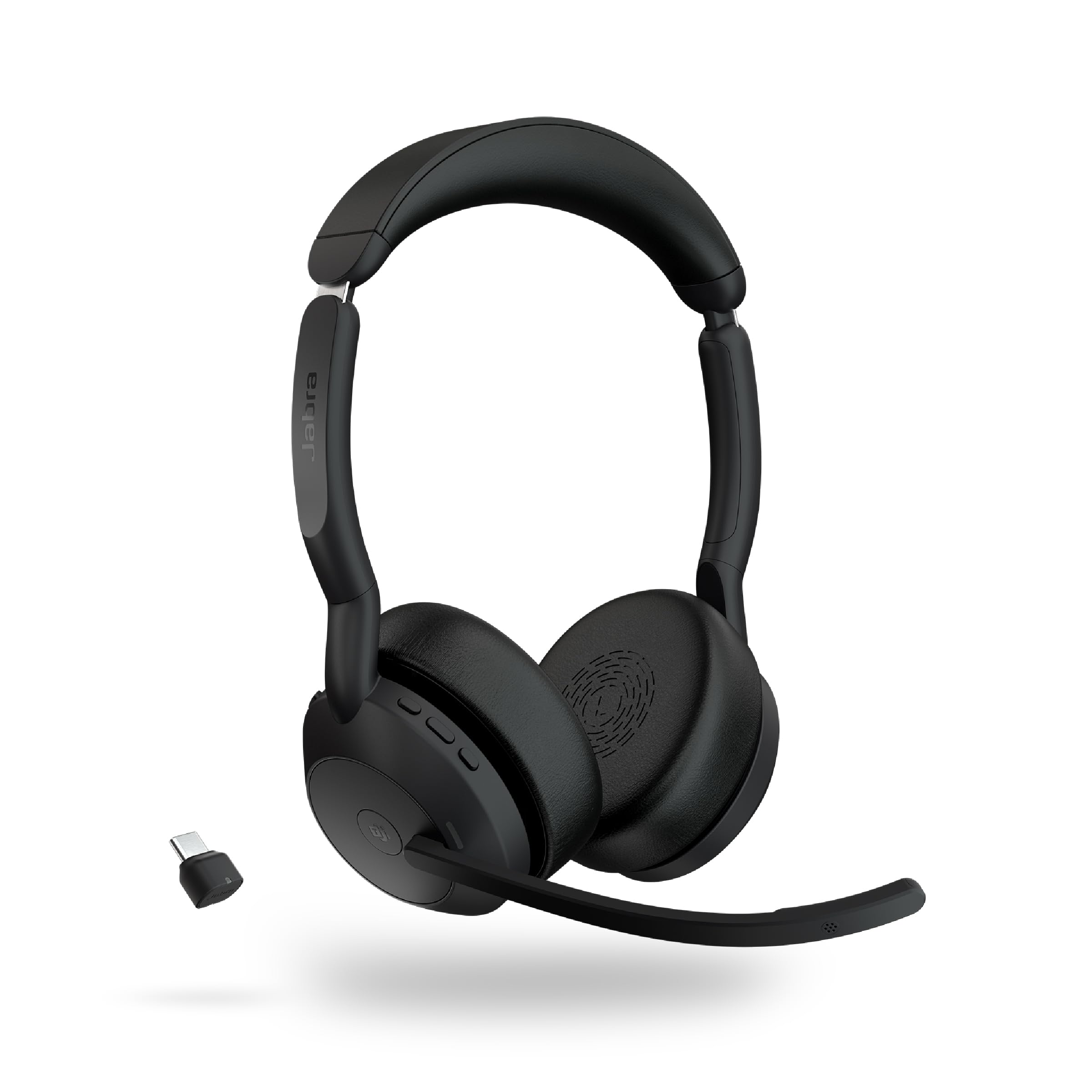 Jabra Evolve2 55 Stereo Wireless Headset with AirComfort Technology - Active Noise Cancelling Headphones with Dual Microphones - MS Teams Certified & Multi-Platform Compatible (Black) - Perfect for Remote Work, Online Meetings & Office Use