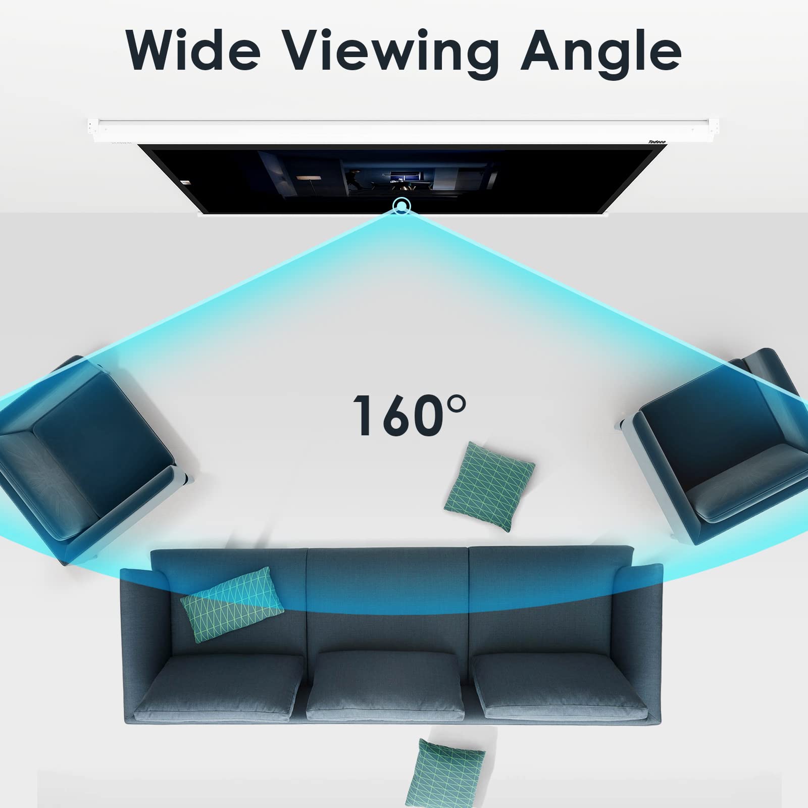 Todeco 90 Inch Manual Pull Down Projector Screen - Wall or Ceiling Mounted for Home Theater & Office Presentations (137x183cm, 4:3 Aspect Ratio) - HD 4K 3D Compatible - Perfect for Movie Nights, Gaming & Business Meetings