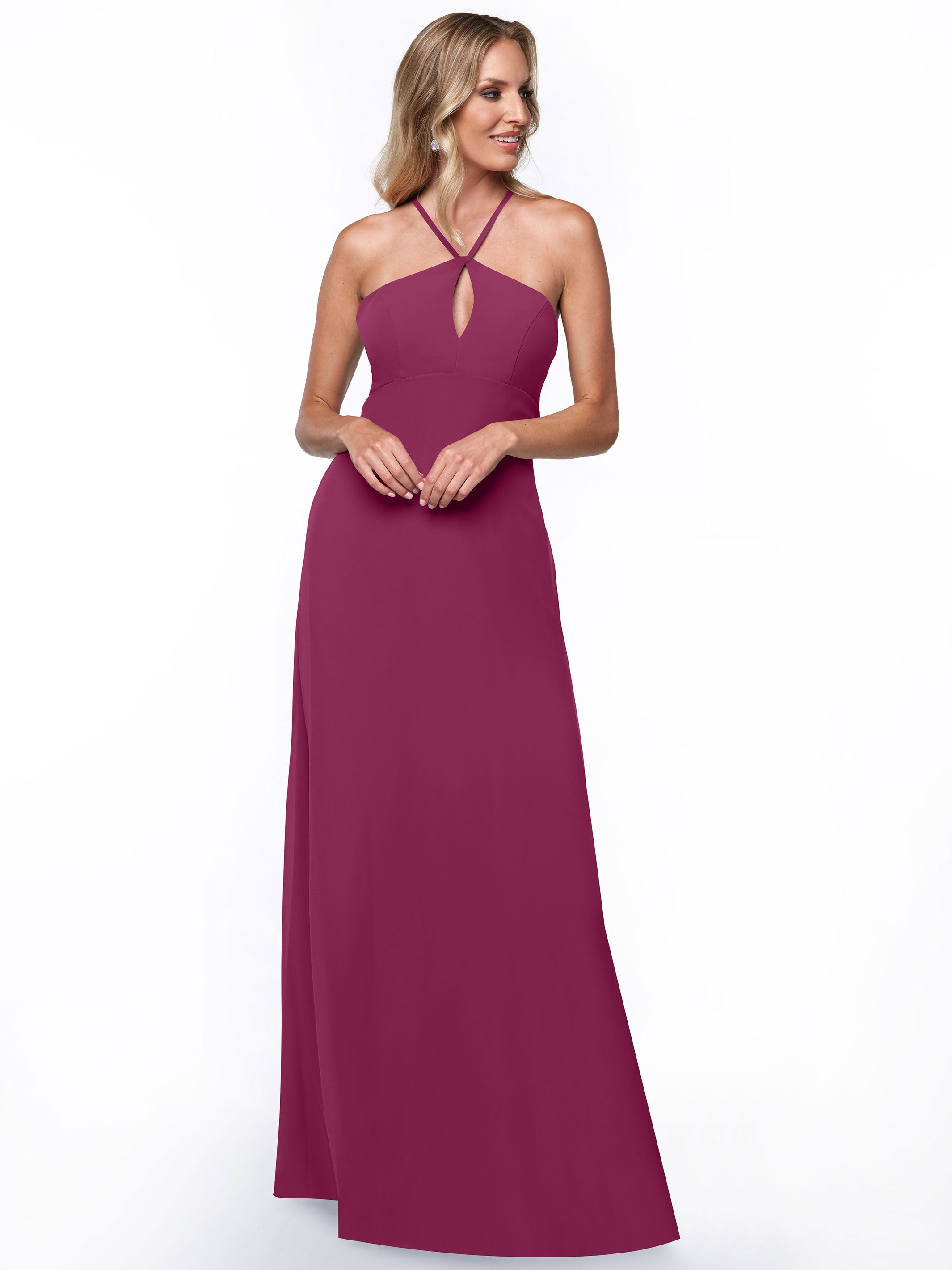 Elegant A-Line Chiffon Bridesmaid Dress with Keyhole Halter Neckline - Perfect for Weddings, Formal Events & Special Occasions