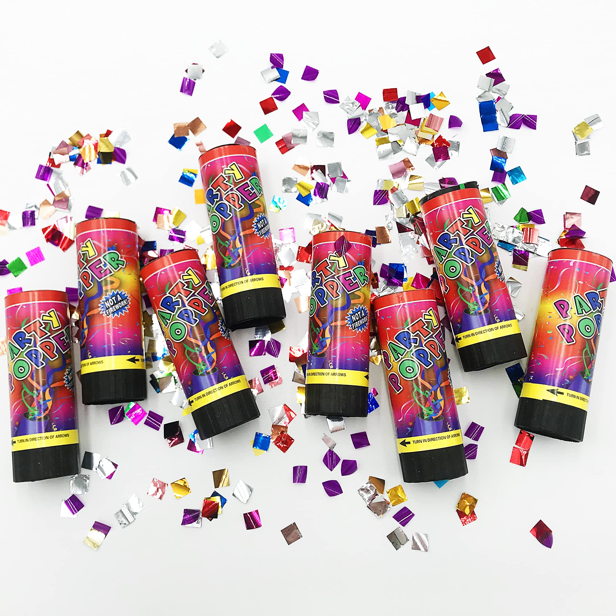 Colorful Confetti Poppers Cannons - Wedding, Birthday, Graduation, Baby Shower Party Supplies & Decorations | Fun Celebration Favors for Kids & Adults | Perfect for Indoor & Outdoor Festive Events