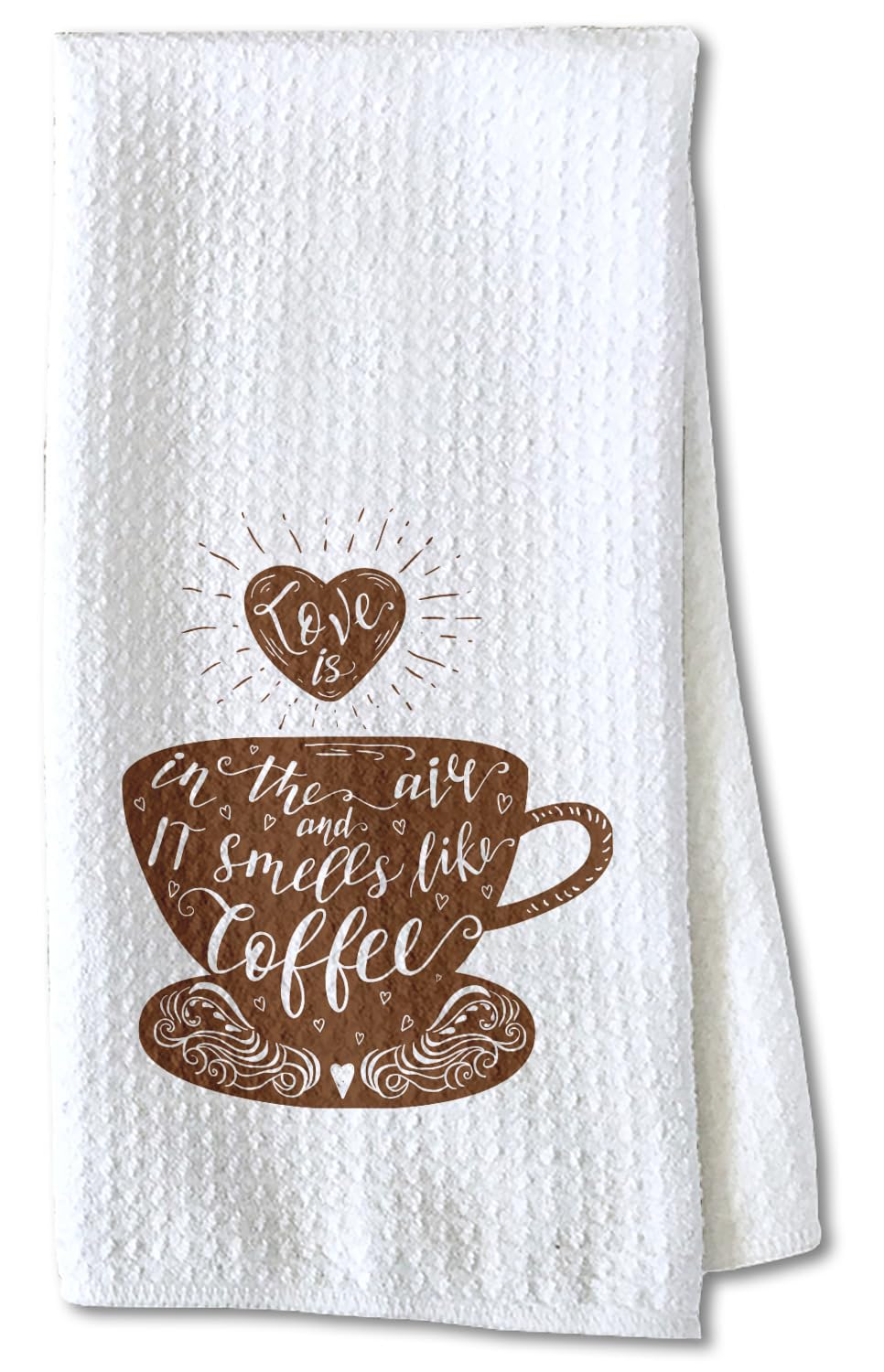 Custom Printed Coffee Lover Kitchen Towel - Absorbent Waffle Weave Dish Towel - Perfect for Coffee Shops, Home Kitchens & Gifts for Baristas
