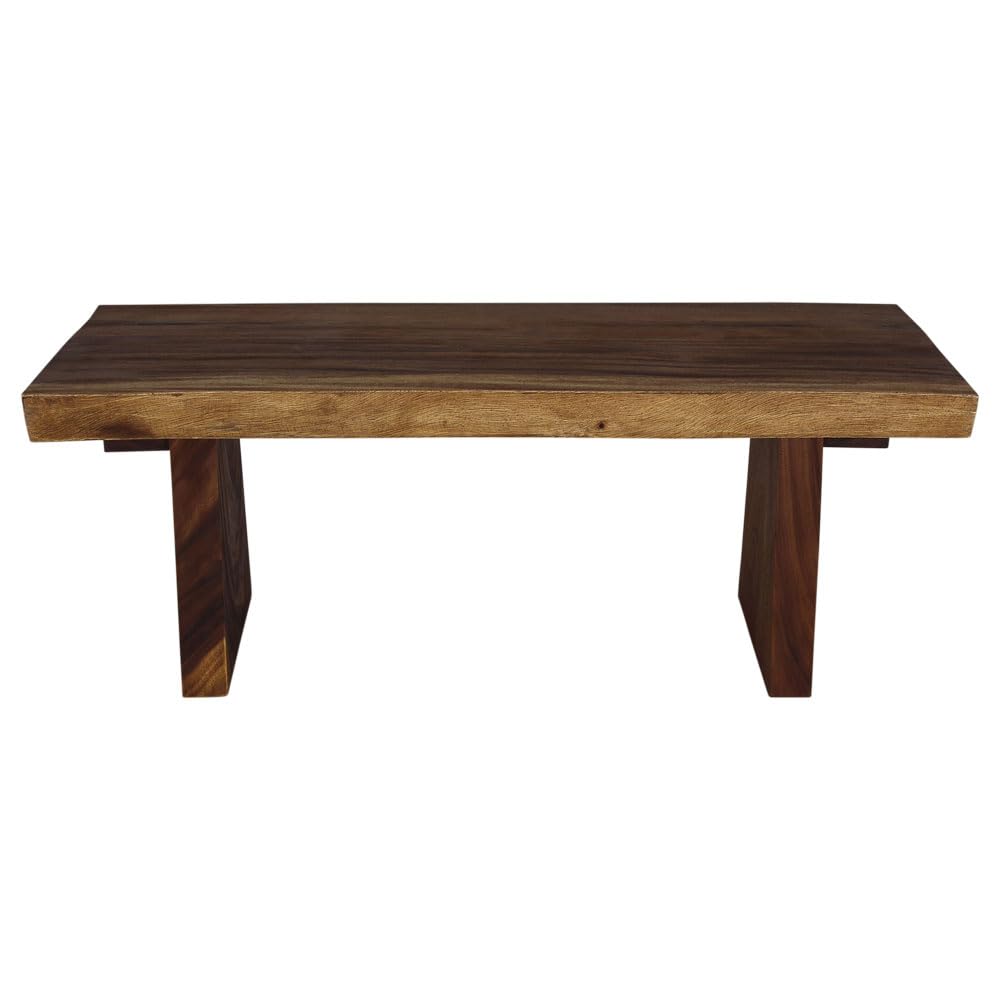 Haussmann® 48 Inch Solid Wood Natural Edge Bench - Walnut Oil Finish, 48