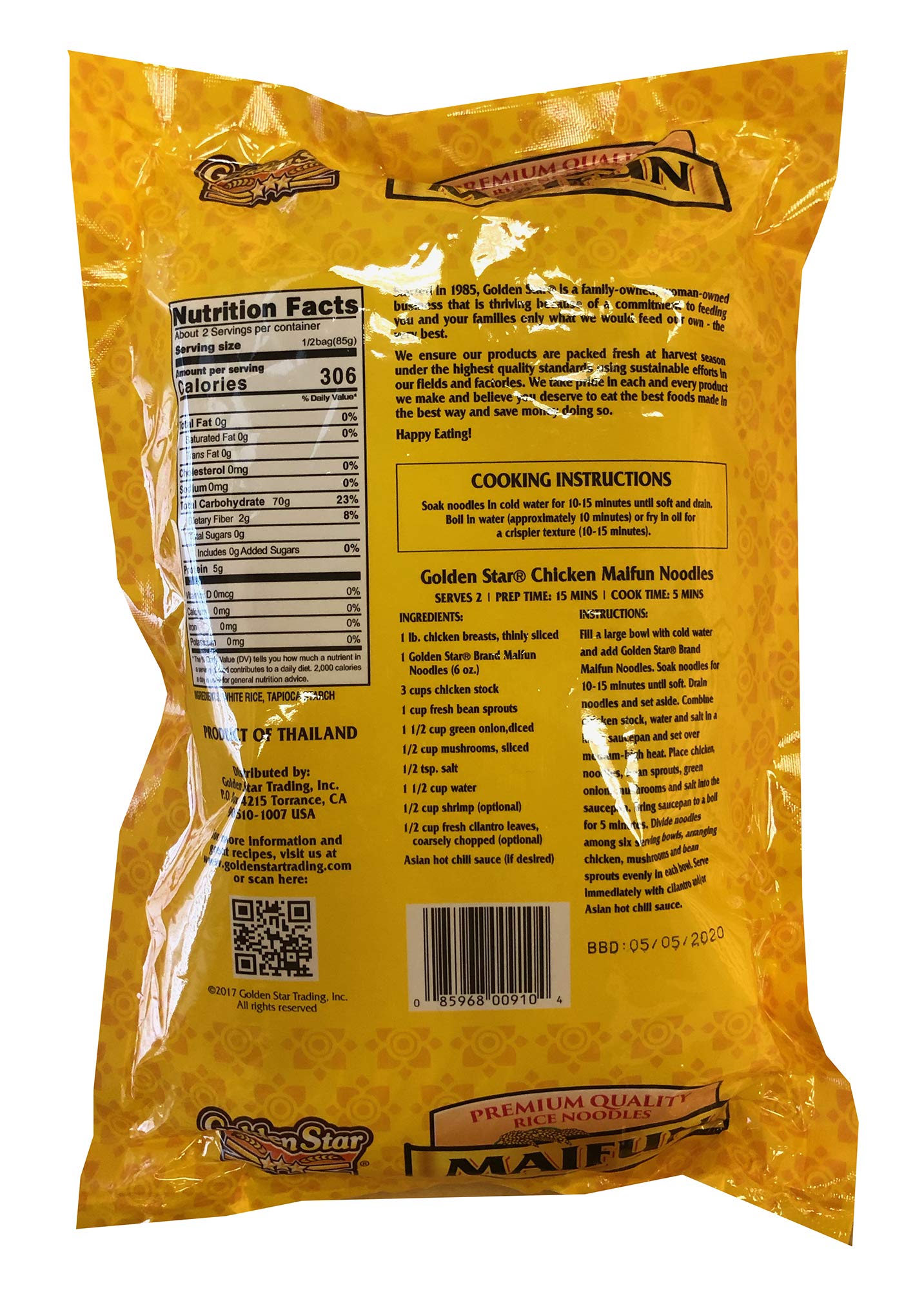 Golden Star Maifun Rice Noodles - 6oz Bags (Pack of 8) | Premium Thin Rice Vermicelli for Stir Fry, Soup & Asian Dishes | Quick Cooking Gluten-Free Noodles for Home Chefs