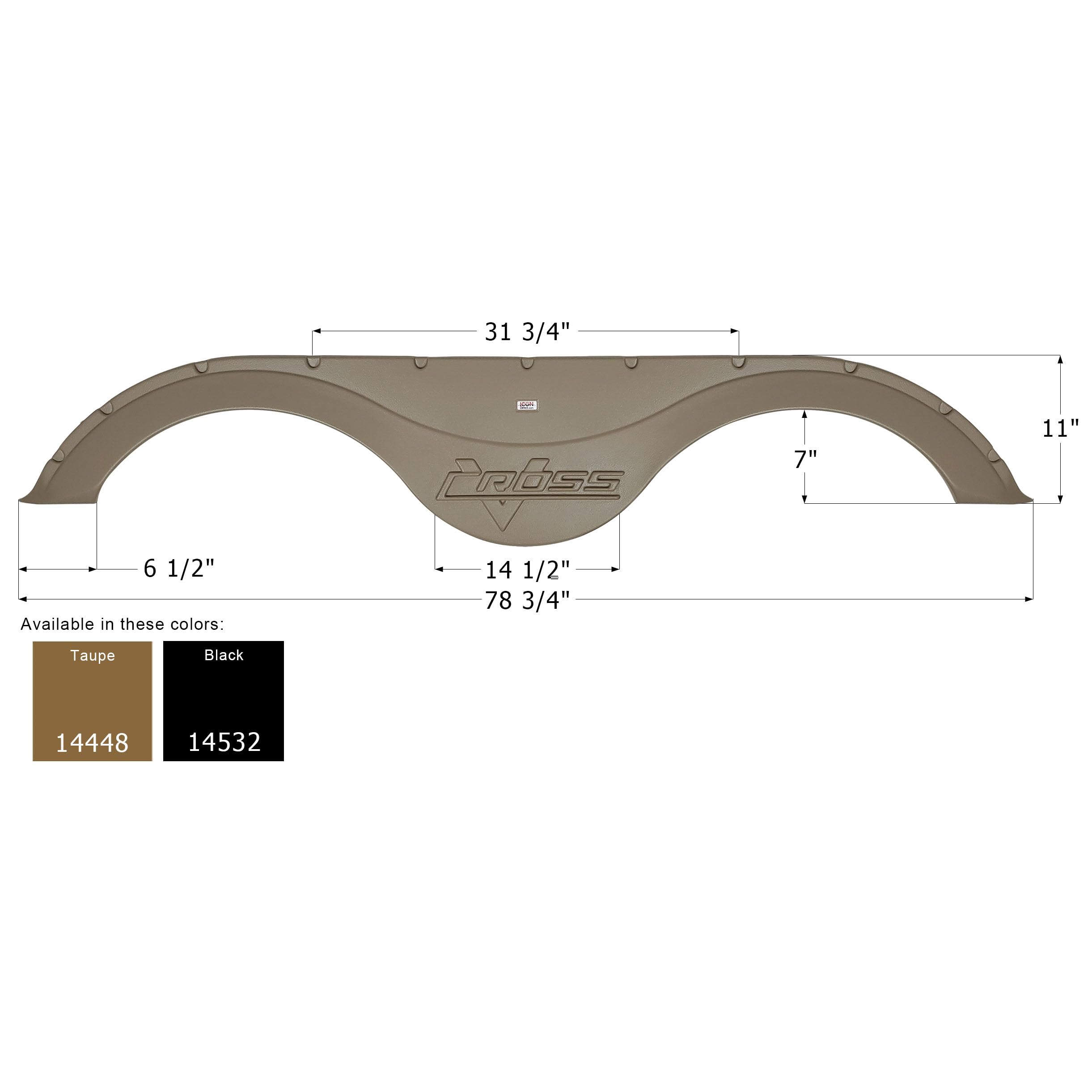 ICON 14532 Black Fender Skirt for Tandem Trailers & Forest River RVs - FS4448 Replacement Part | Perfect for RV, Camper & Travel Trailer Protection