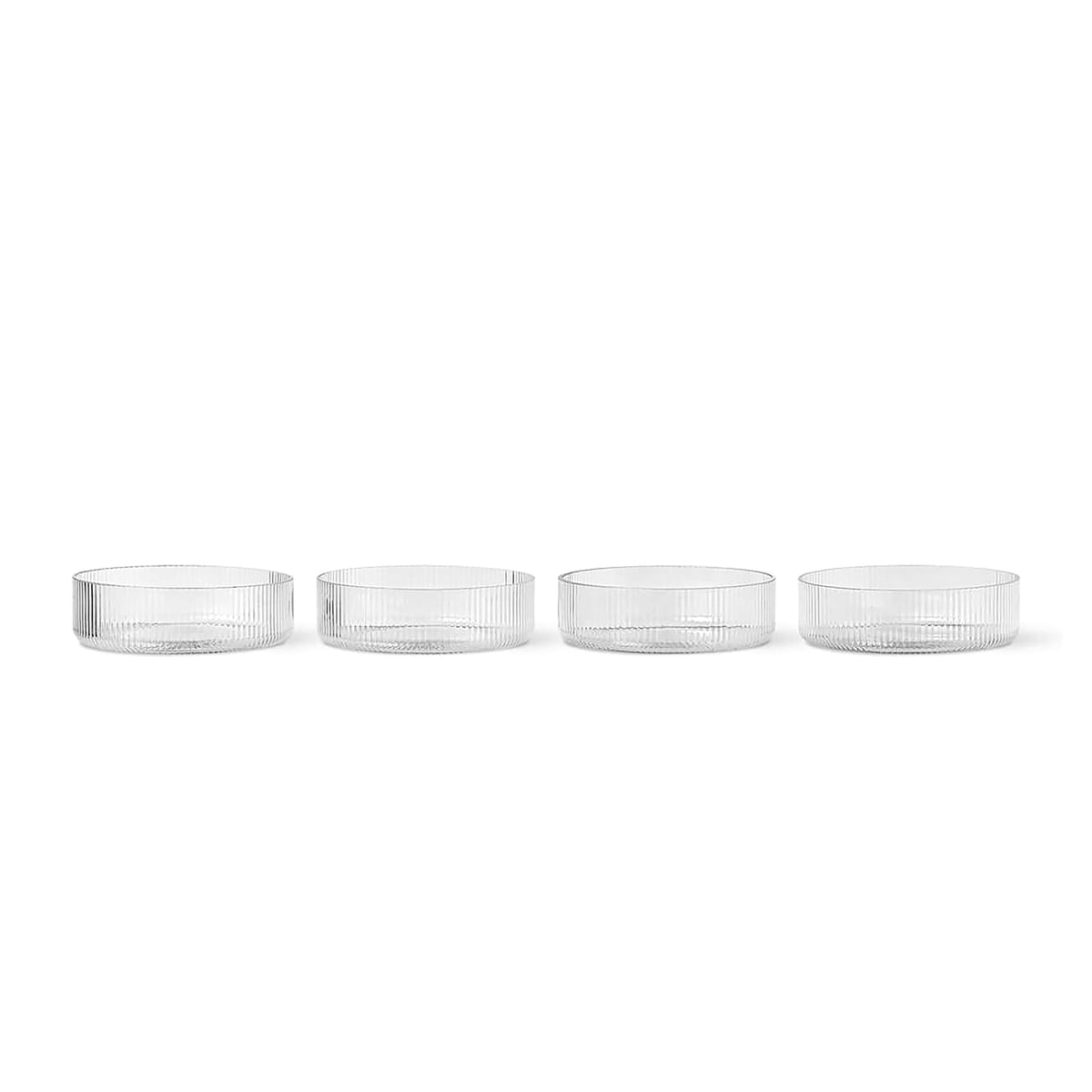 FERM LIVING Ripple Serving Bowls - Set of 4 Clear Glass Salad Bowls for Entertaining, Fruit Serving, and Home Decor - Perfect for Parties, Dining, and Kitchen Display