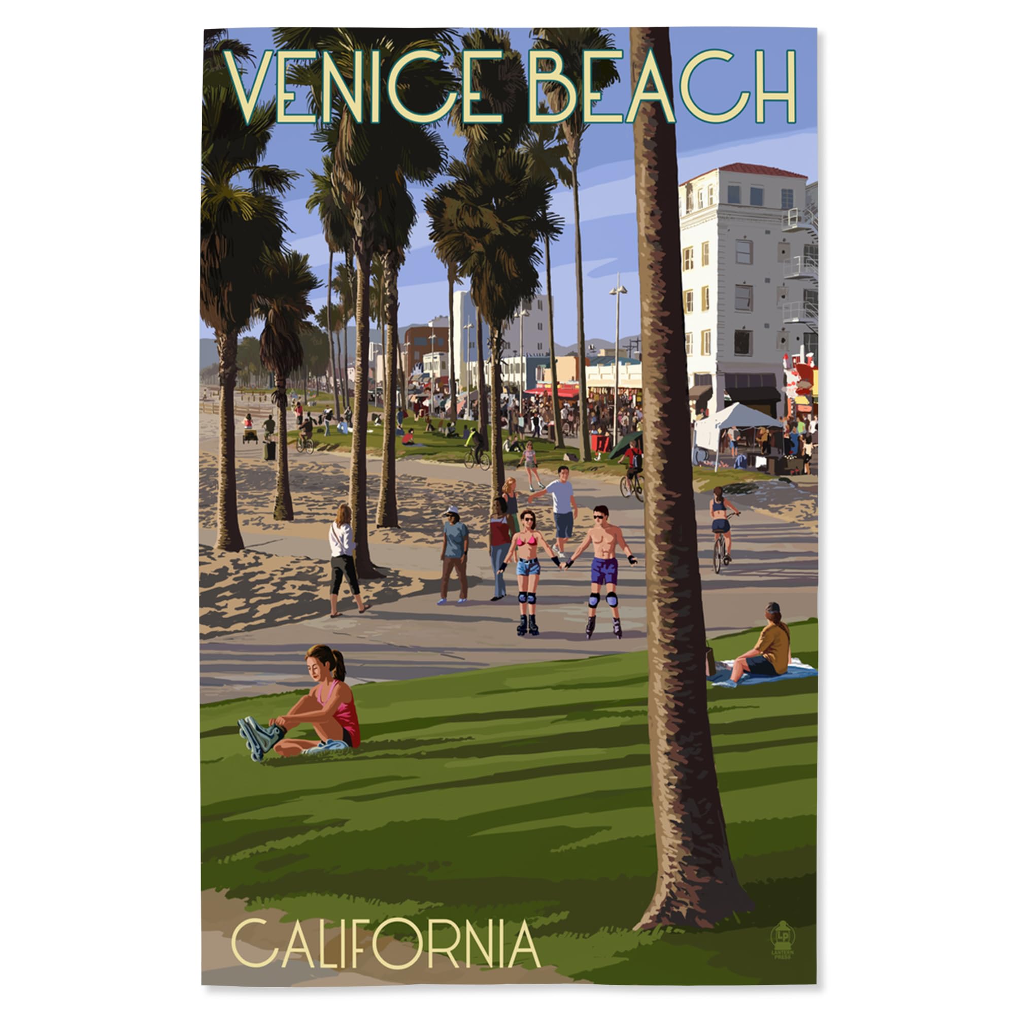 Lantern Press 16x24 Inch Giclee Art Print - Venice Beach California Boardwalk Wall Decor - Coastal Home & Office Wall Art for Beach House Living Room Bedroom