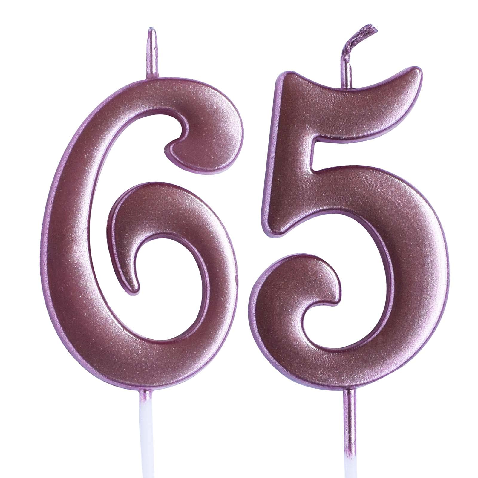 65th Birthday Candle - Rose Gold Number 65 Cake Topper for Women & Men | Anniversary Party Decorations & Celebration Supplies | Perfect for Milestone Birthdays, Retirement Parties & Special Occasions
