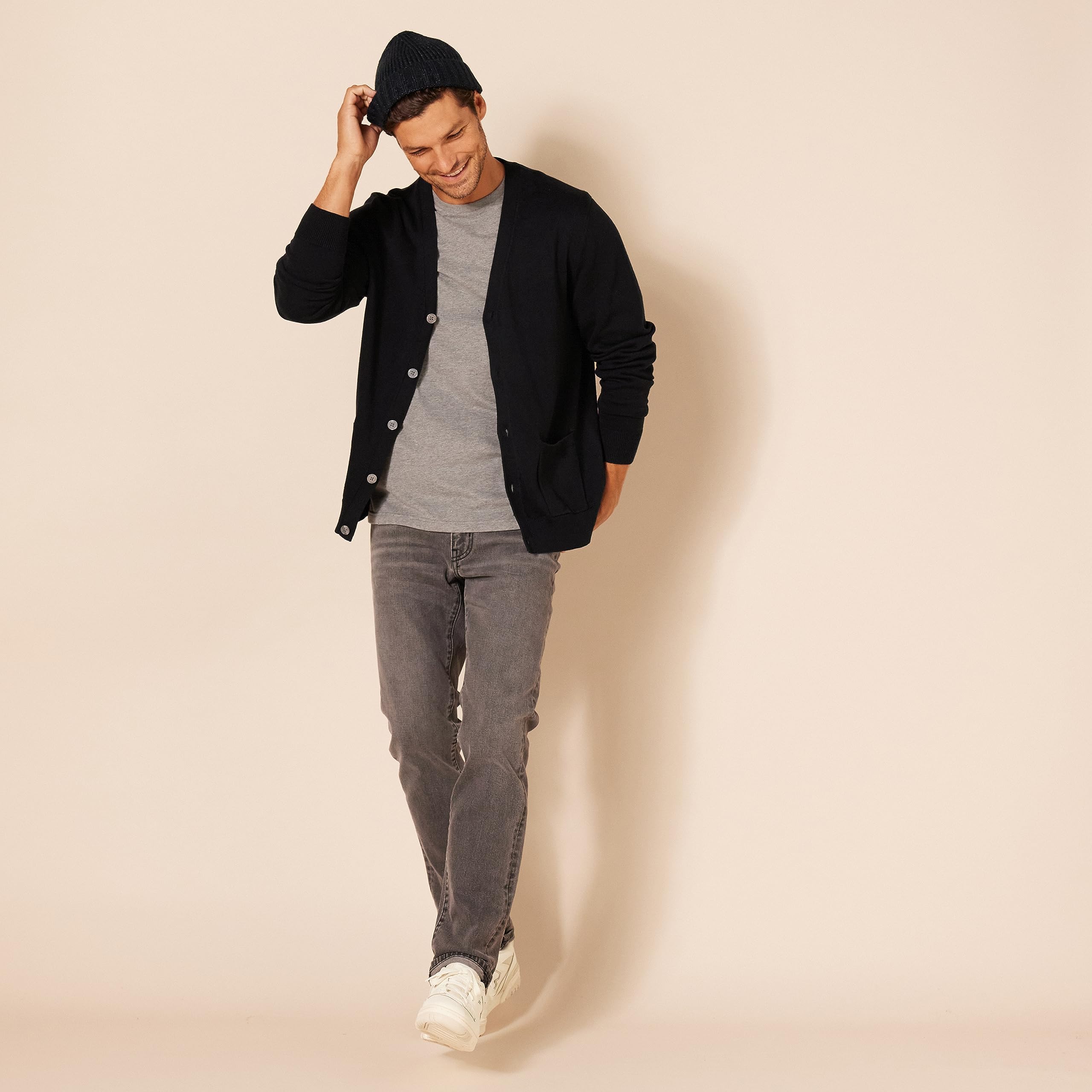 Amazon Essentials Men's Cotton Cardigan Sweater - Soft Comfortable Knitwear for Casual Wear, Office & Layering | Lightweight Fall & Winter Pullover for Everyday Style