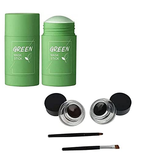Lusty Soul Green Tea Purifying Clay Stick Mask - Oil Control & Anti-Acne Facial Detox Mud Mask with 2-in-1 Gel Eyeliner | Deep Cleansing for Oily & Acne-Prone Skin | Perfect for Daily Skincare & Makeup Routine