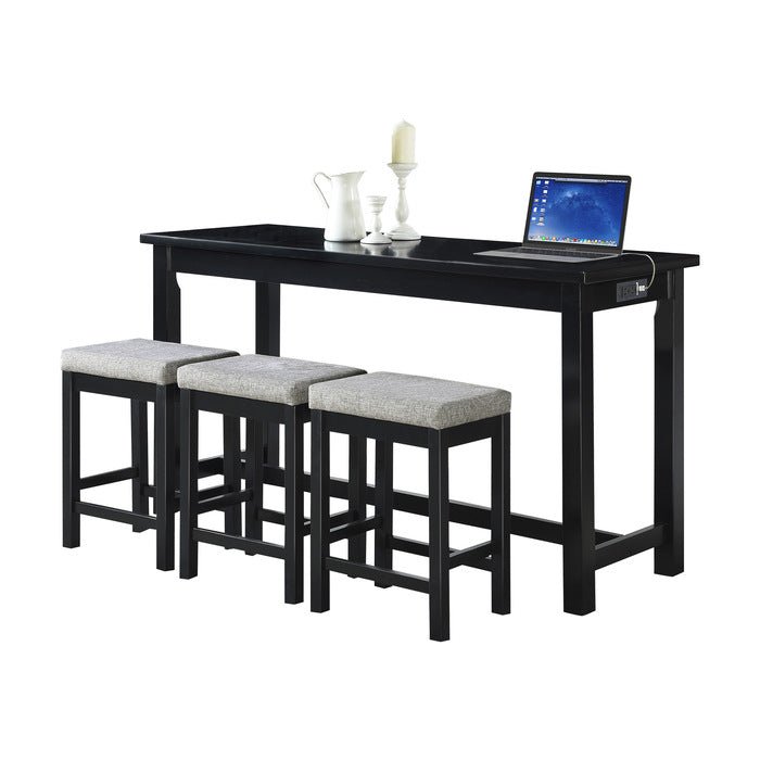 Black Counter Height Dining Table with Built-in USB Charging Ports - Perfect for Small Spaces, Kitchens & Breakfast Nooks