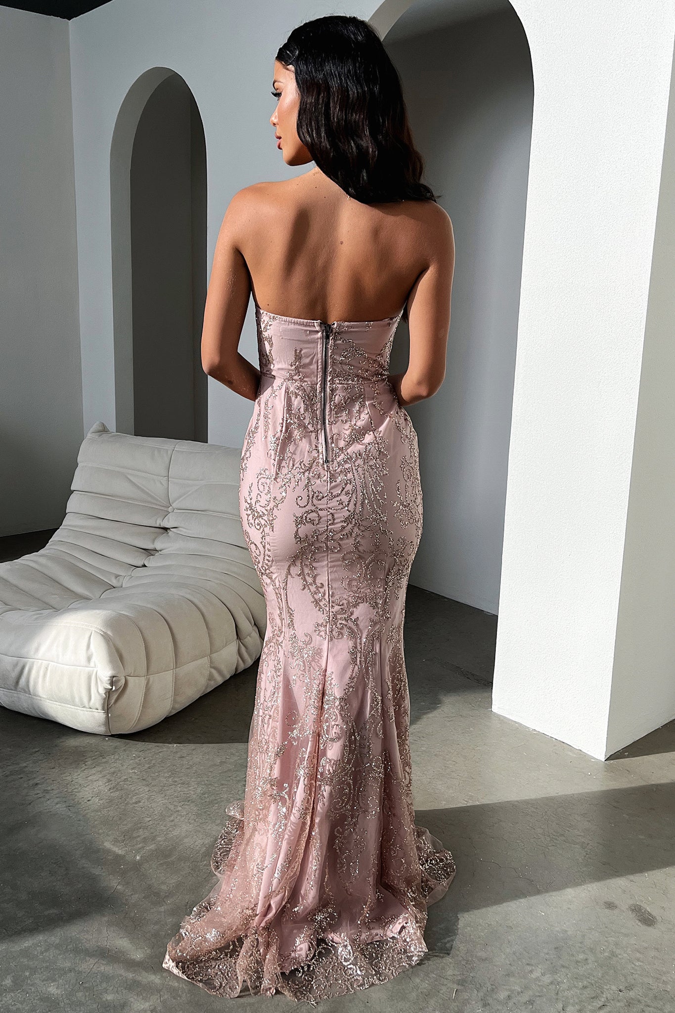 Ardell Women's Maxi Dress - Pink Glitter Party Dress for Summer, Beach, Weddings & Special Occasions