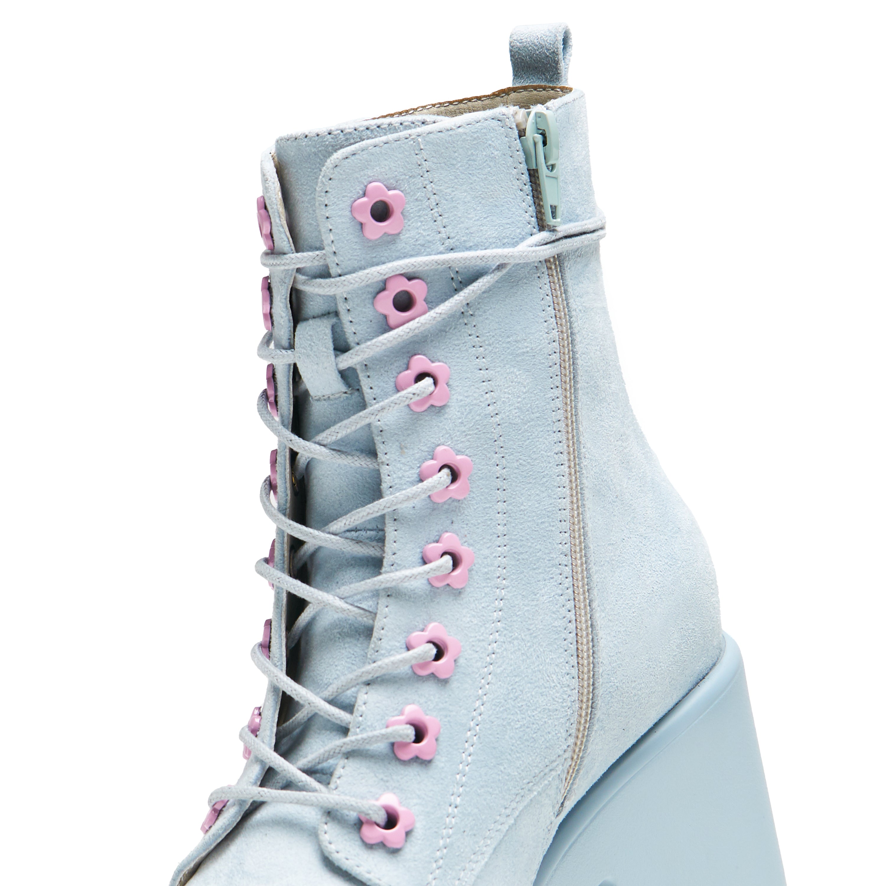 Butterfly Dune Suede Platform Military Boots for Women - Blue Combat Ankle Boots | Fashionable & Comfortable for Outdoor, Streetwear & Fall Winter Style