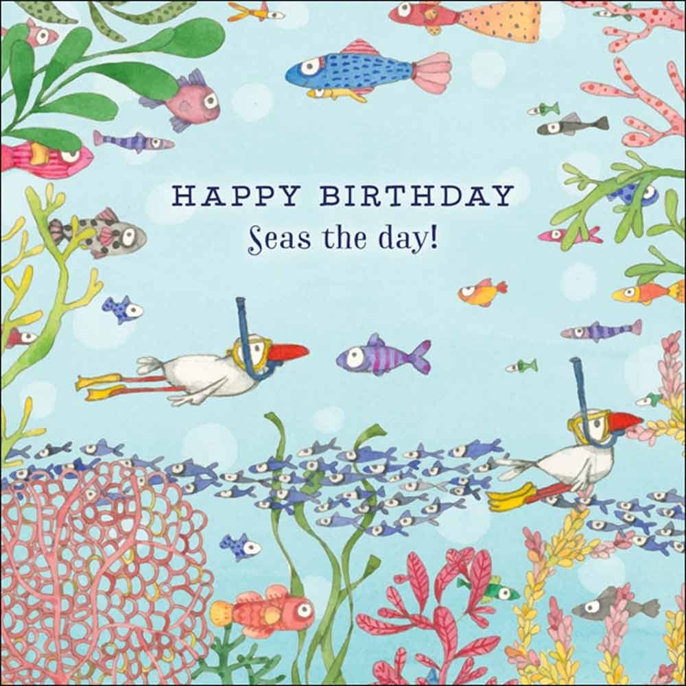 Kate Knapp Greeting Card - Seas the Day - Perfect for Beach Lovers, Summer Gifts & Ocean Themed Celebrations