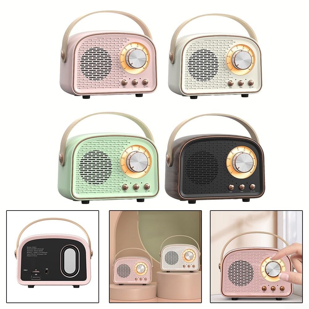 RANRAO Portable Retro Wireless Bluetooth Speaker with FM Radio, Fast Recharge, Stereo Sound - Perfect for Home, Office, Travel & Outdoor Activities (Black)