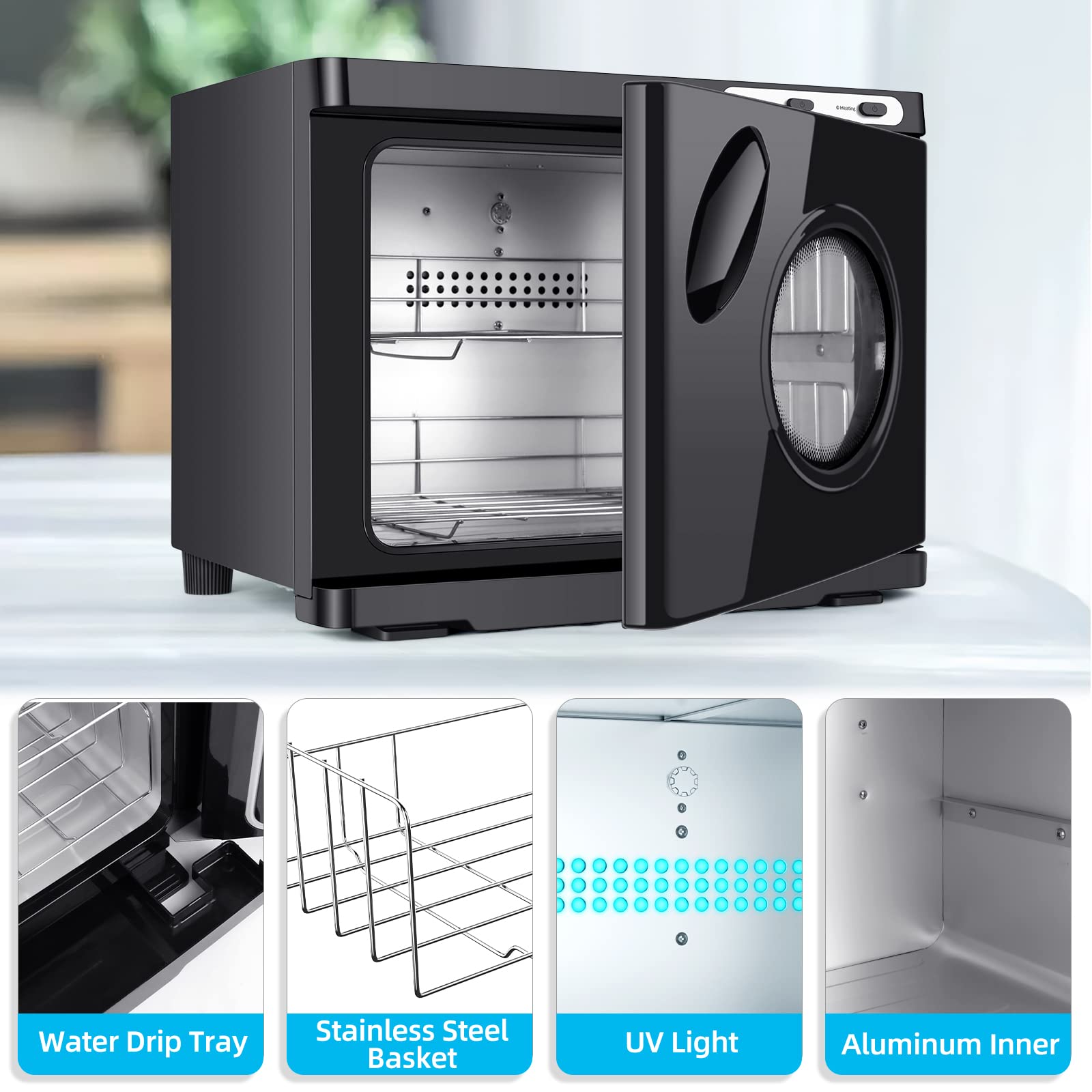 Professional 23L Large Capacity Hot Towel Warmer Cabinet - Fast Heating Aluminum Interior with Window - 2-in-1 Spa Towel Warmer for Facials, Barber, Salon & Esthetician - Perfect for Home Spa, Salon Treatments & Professional Use (Black)