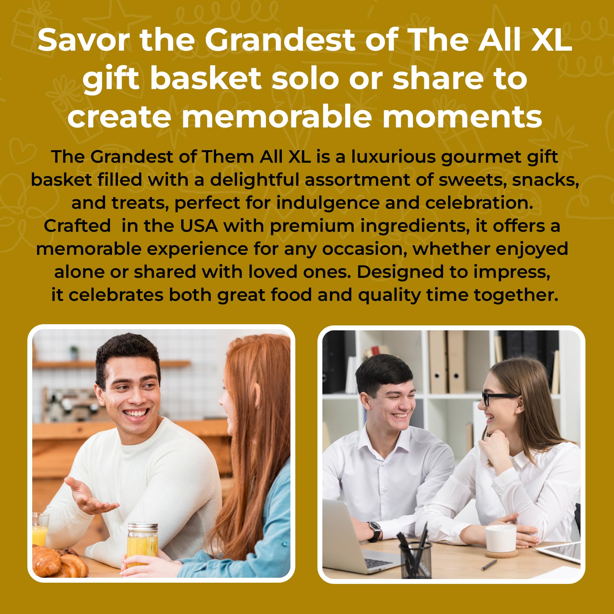 Premium Gourmet Gift Basket XL - Deluxe Food Gift Basket with Sweets, Snacks & Treats - Made in USA - Perfect for Birthdays, Holidays & Corporate Gifts - Luxury Gift Baskets for Men & Women - Ideal for Christmas, Thanksgiving & Special Occasions