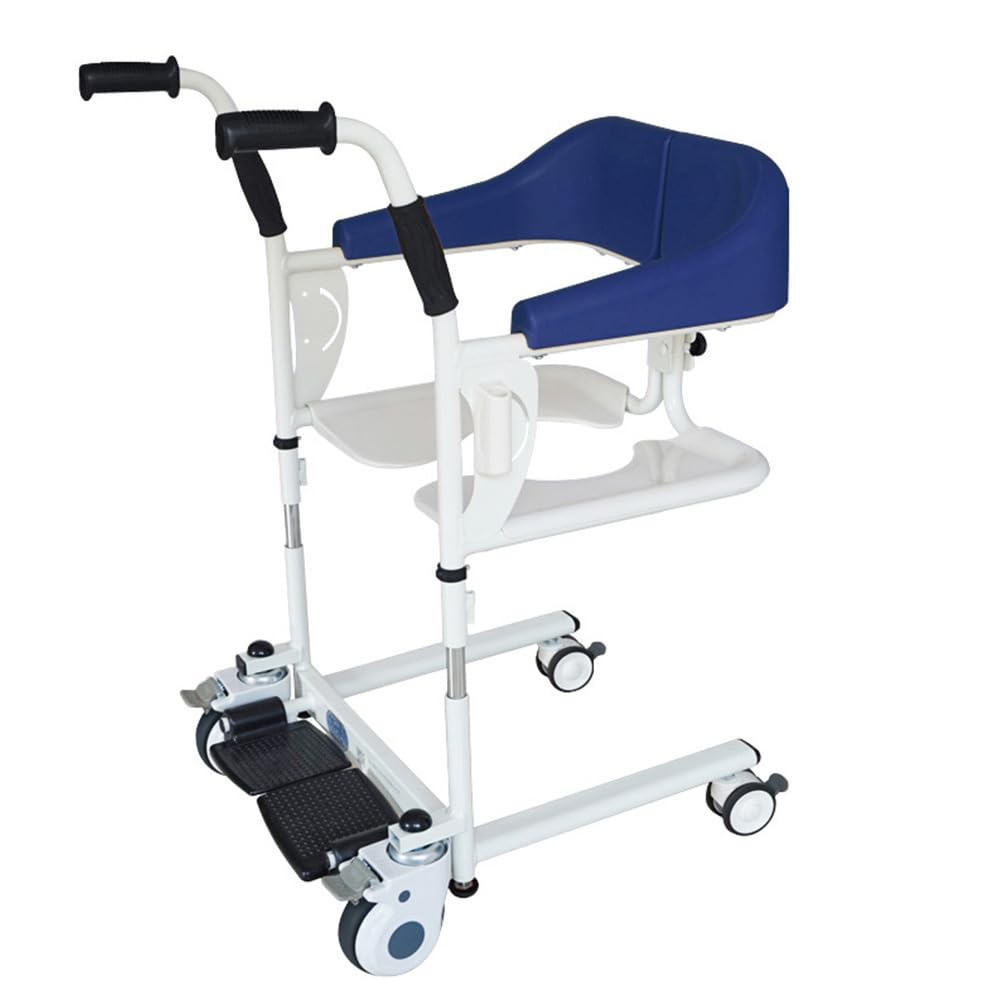 **Lightweight Patient Lift Transfer Chair for Elderly & Disabled - Home Use Wheelchair with Bathroom & Bedside Mobility - Blue - Ideal for Caregivers & Seniors Living Assistance**