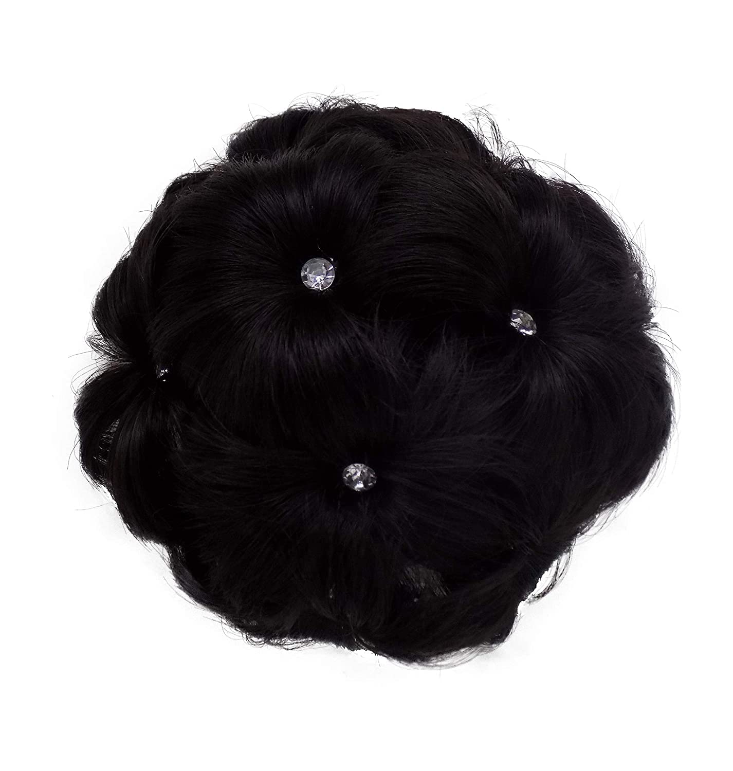 MoonEyes Women's Black Artificial Crystal Hair Bun - Elegant Hair Accessory for Weddings, Parties & Formal Events