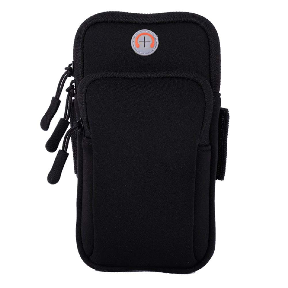 Running Armband Phone Holder for iPhone 16/16e/15/14/13/12/11 Pro Max/XS/XR/Plus/Mini & Galaxy Ultra/Edge/S25/S24/S23/S22/S21/S20/Note 20/10 - Adjustable Sports Pouch Bag for Gym, Hiking & Outdoor Activities (Black)